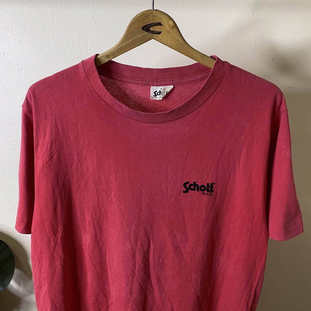 Schott Vintage 1990s Schott Minimalist Design T Shirt Size US M / EU 48-50 / 2 - 2 Thumbnail