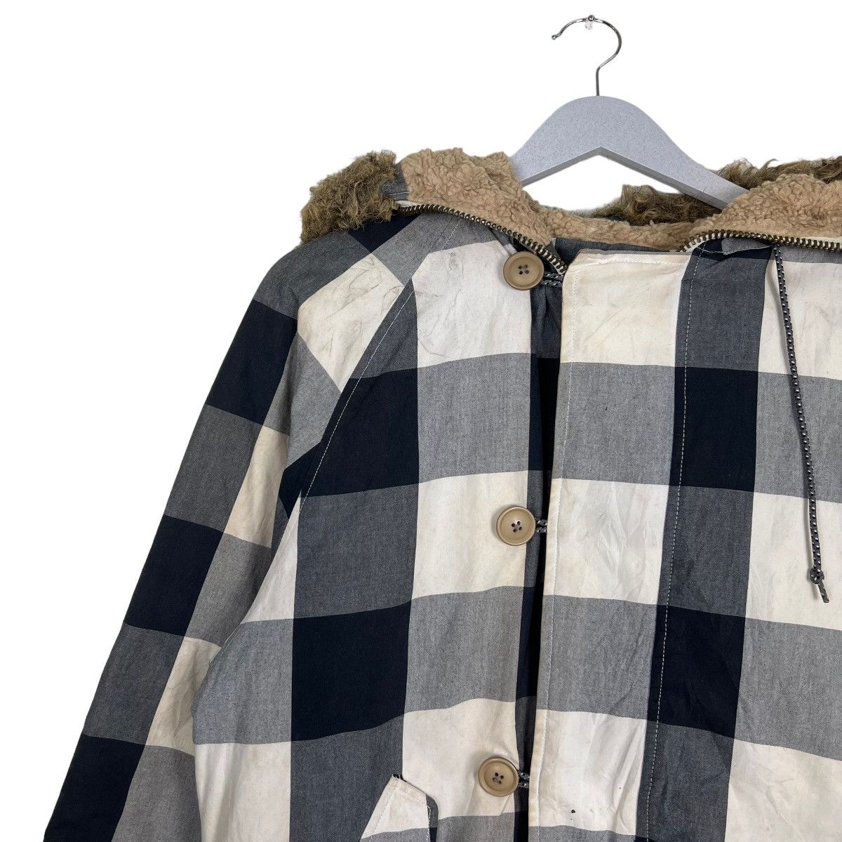 Vintage 🔥 VINTAGE WOOLRICH CHECKER FAUX FUR TRIM BOMBER JACKET Size US M / EU 48-50 / 2 - 8 Thumbnail