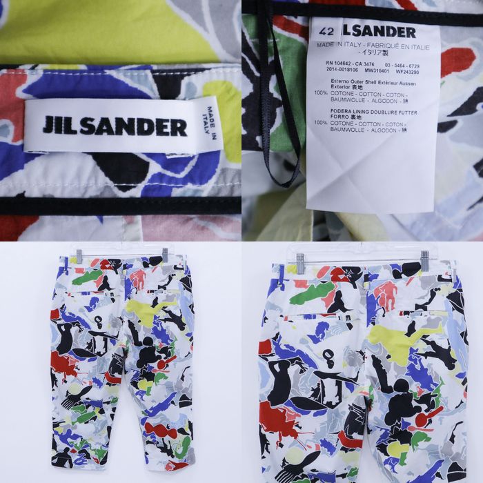 Jil Sander Jil Sander Capri Cropped Pants Womens D42 US10 White Colorful  Print Lightweight