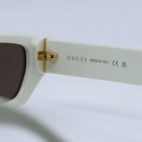 Gucci Gucci GG1134S 003 Sunglasses Ivory Rectangle Frame, Brown Size ONE SIZE - 7 Thumbnail