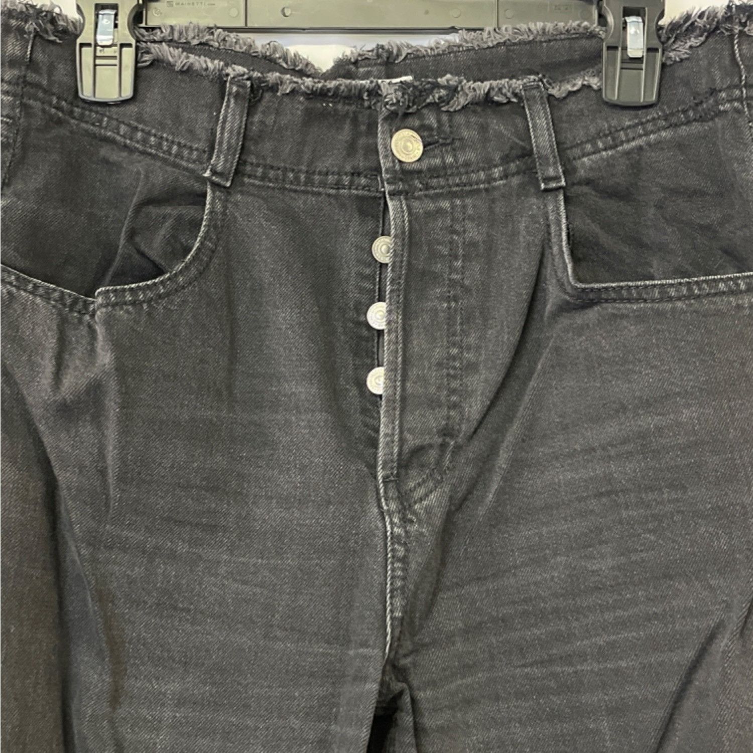 Zara Zara Women's Black Jeans/Wide Leg/Button Fly Sz 8 SKU 4220 Size 30" / US 8 / IT 44 - 2 Thumbnail