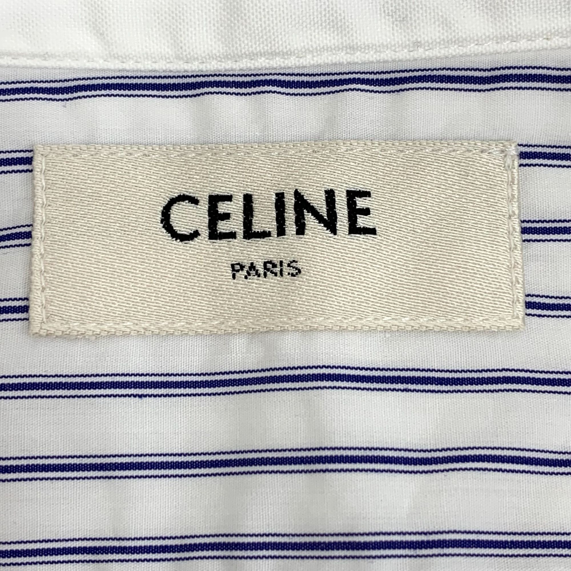Celine Celine Light Blue Striped Triomphe Embroidered Cotton Polo S Size XS / US 0-2 / IT 36-38 - 2 Thumbnail