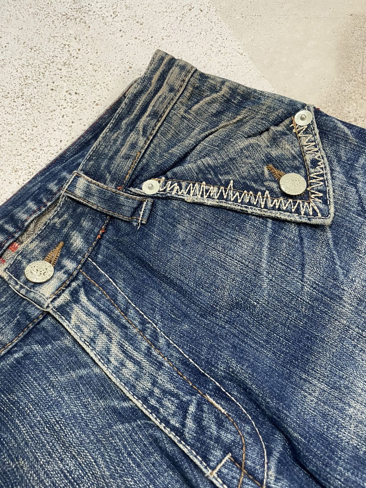 If Six Was Nine Raw Muddy Lightning Whisker Hard Stiching Buckle Back Denim Size US 30 / EU 46 - 12 Thumbnail