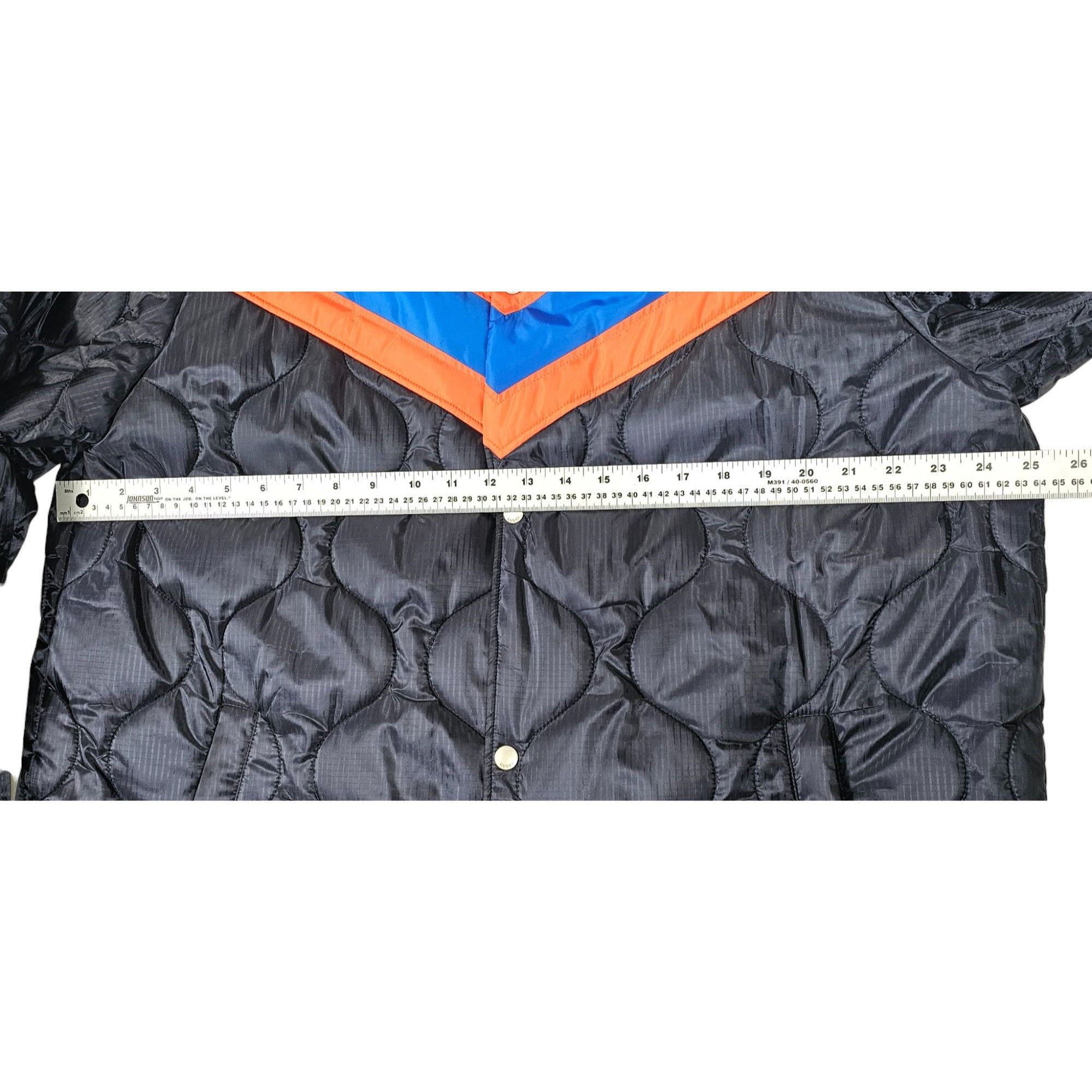 Gucci Quilted Jacket Navy Blue Red Chevron Stripes Size US L / EU 52-54 / 3 - 3 Thumbnail