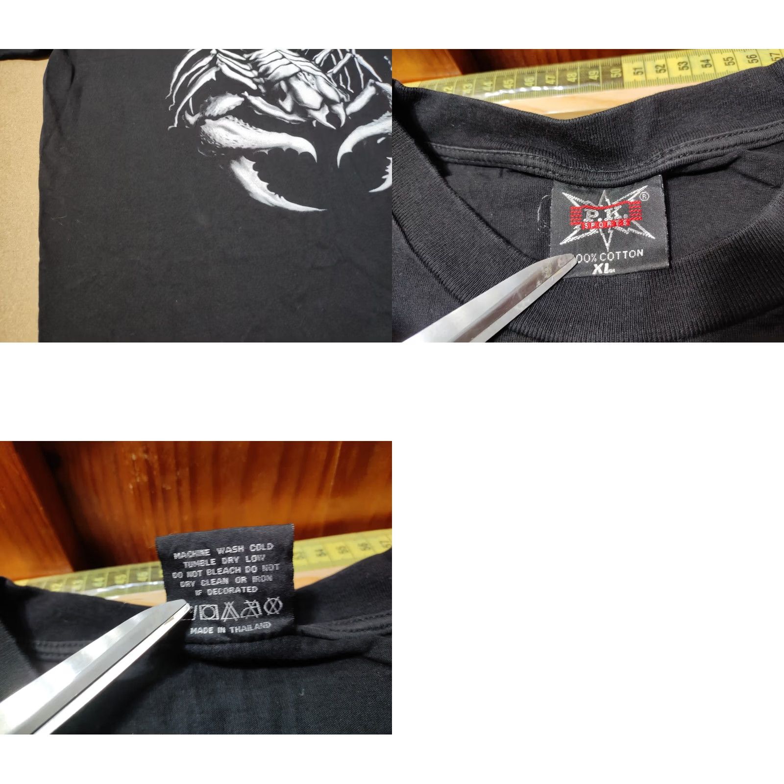 X-LARGE Vintage Scorpions P.K. Sports T-Shirt Mens XL Black Cotton X-Large Shirt Mens XL Black Graphic Print Size US XL / EU 56 / 4 - 8 Thumbnail