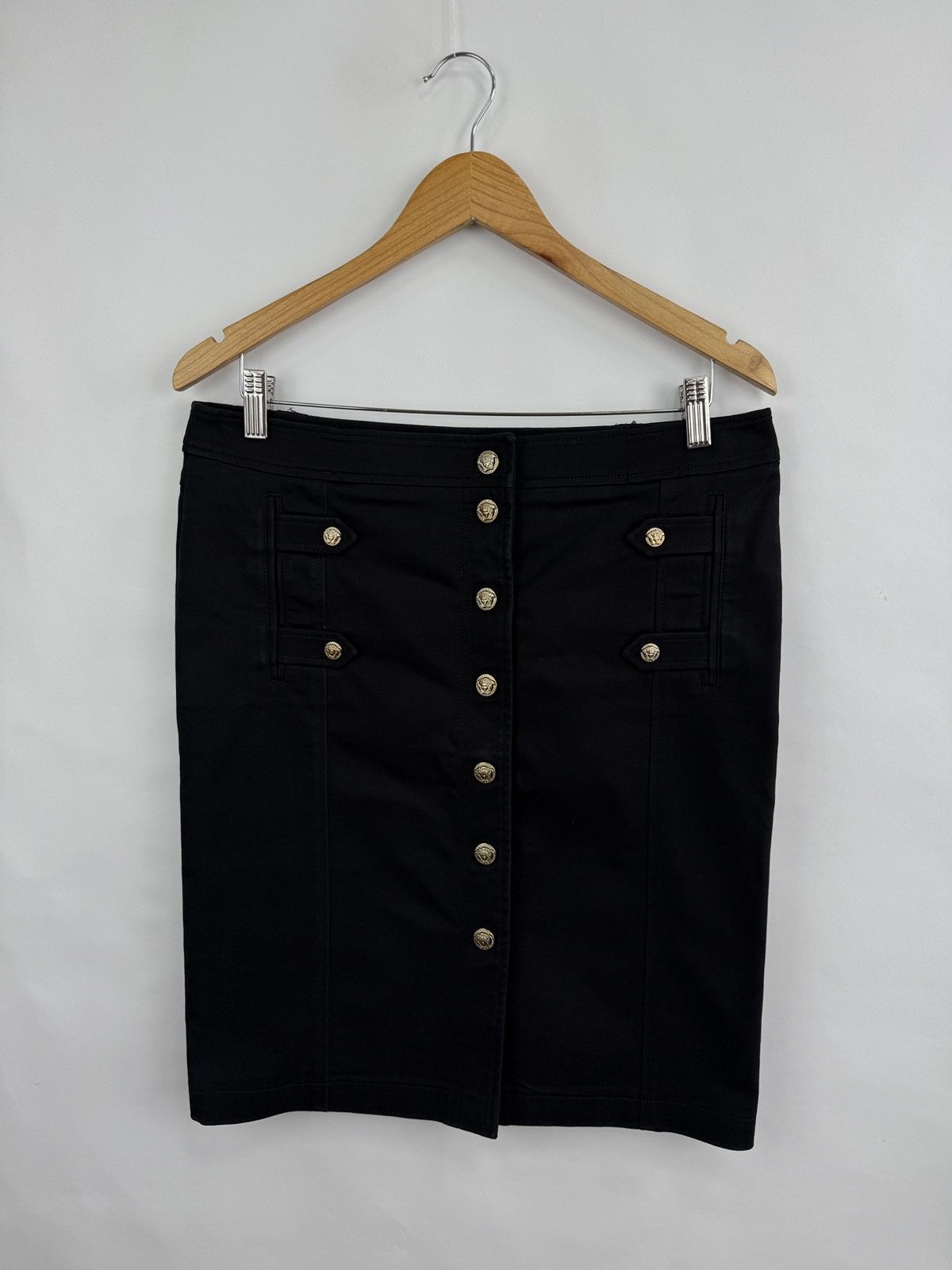 Versace 🇮🇹 Vintage 90s Versace Gold Baroque Barocco Print Skirt Retro Size 30" / US 8 / IT 44 - 3 Thumbnail