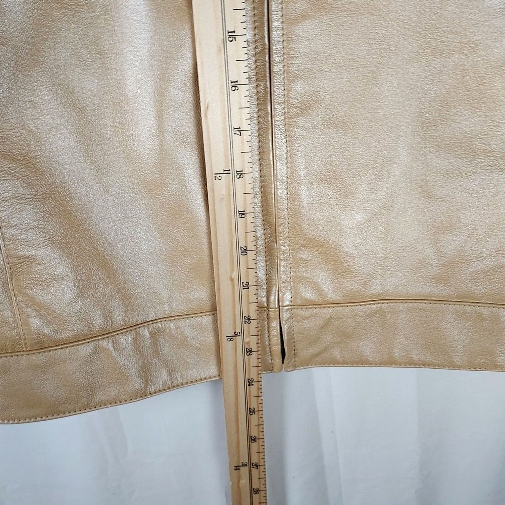 Vintage Dialogue Womens Leather Jacket 1X Beige Zip Up Coat Jacket Long Sleeve Mid-Length Casual Fall Winter Spring Men? Womens Size XL / US 12-14 / IT 48-50 - 6 Thumbnail