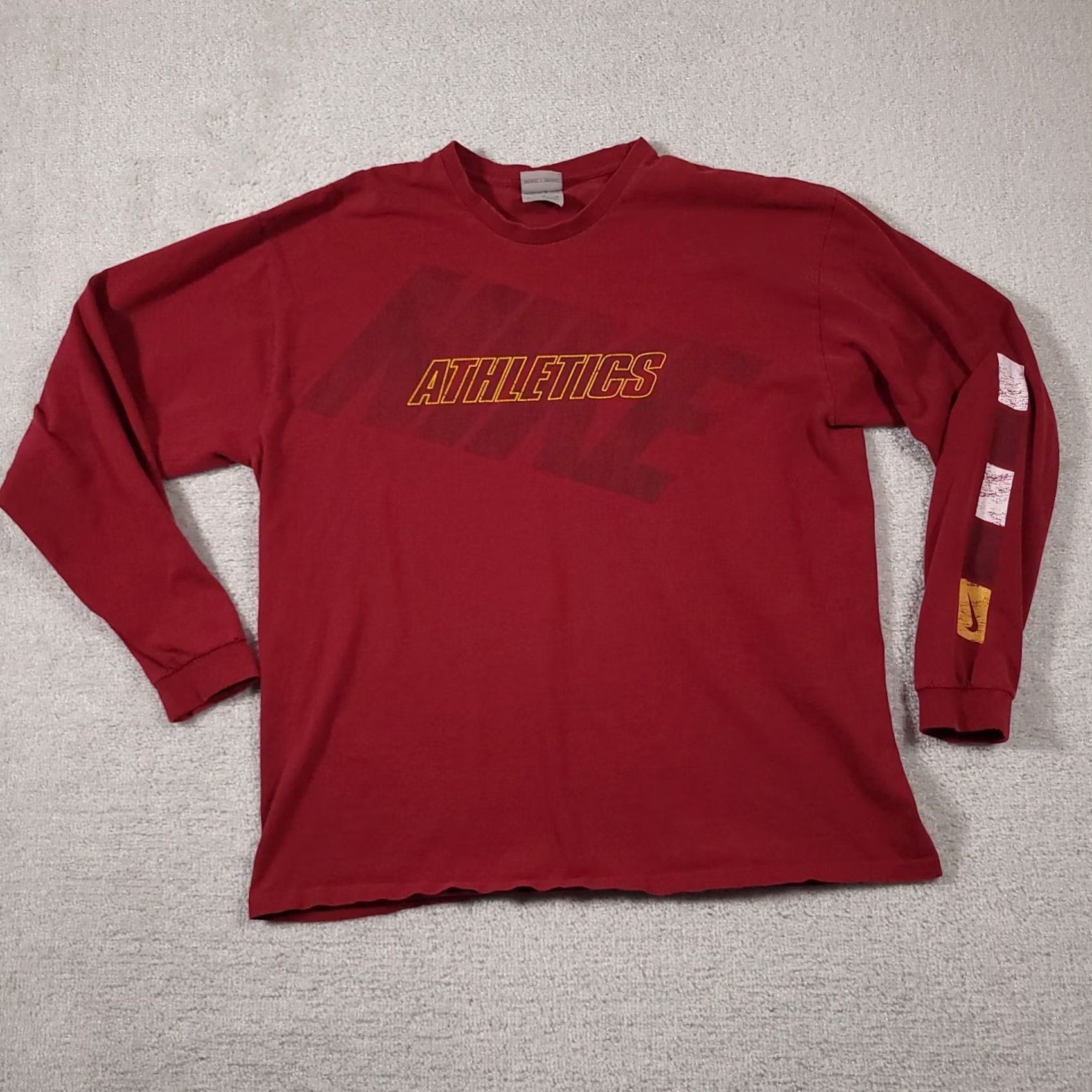 Nike Vintage Nike Spell Out Graphic Long Sleeve Shirt Mens XL Red Silver Tag Y2K Logo, XL, Cotton, Size US XL / EU 56 / 4 - 2 Thumbnail