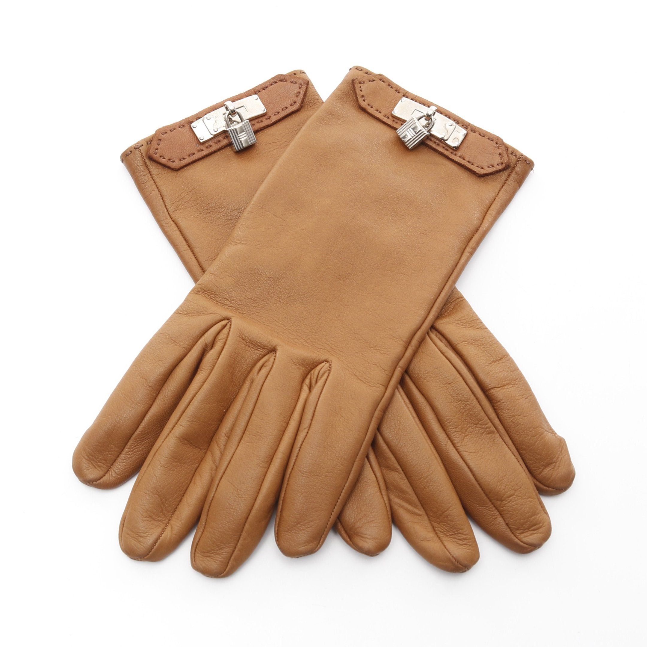 Hermes Hermes Soya Kelly Gloves Glove Lambskin Black Silver Hardware Size ONE SIZE - 1 Thumbnail