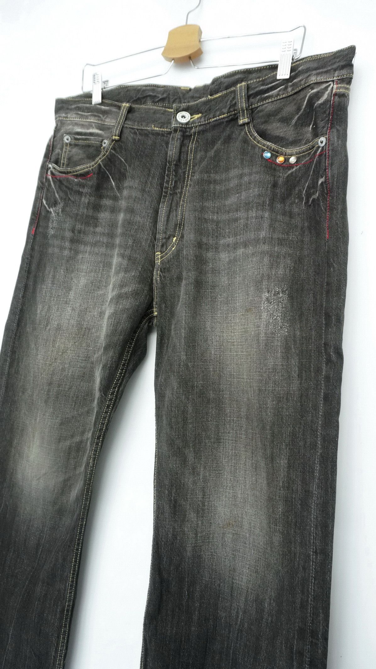 Japanese Brand 🔴 Vtg Japanese Brand Embroidery Wings Distressed Jeans Size US 36 / EU 52 - 3 Thumbnail