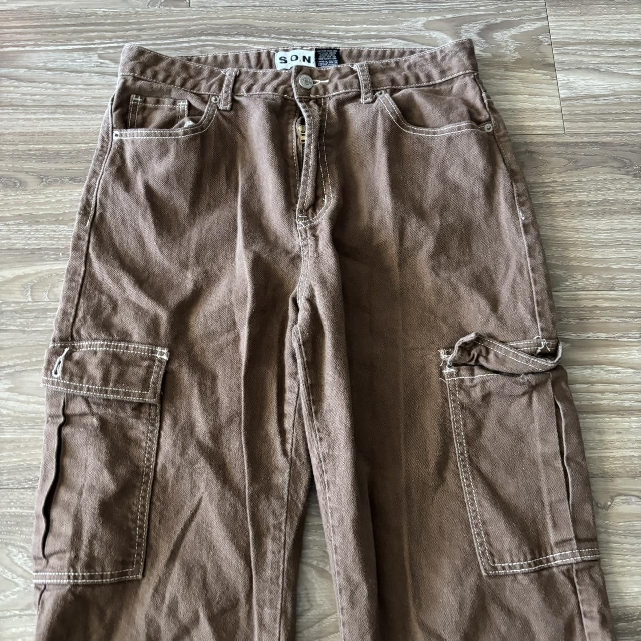 Japanese Brand Crazy Vintage Y2K/2000s Brown Streetwear Skater Style Cargo Pants! 29x29 Size US 29 - 5 Thumbnail