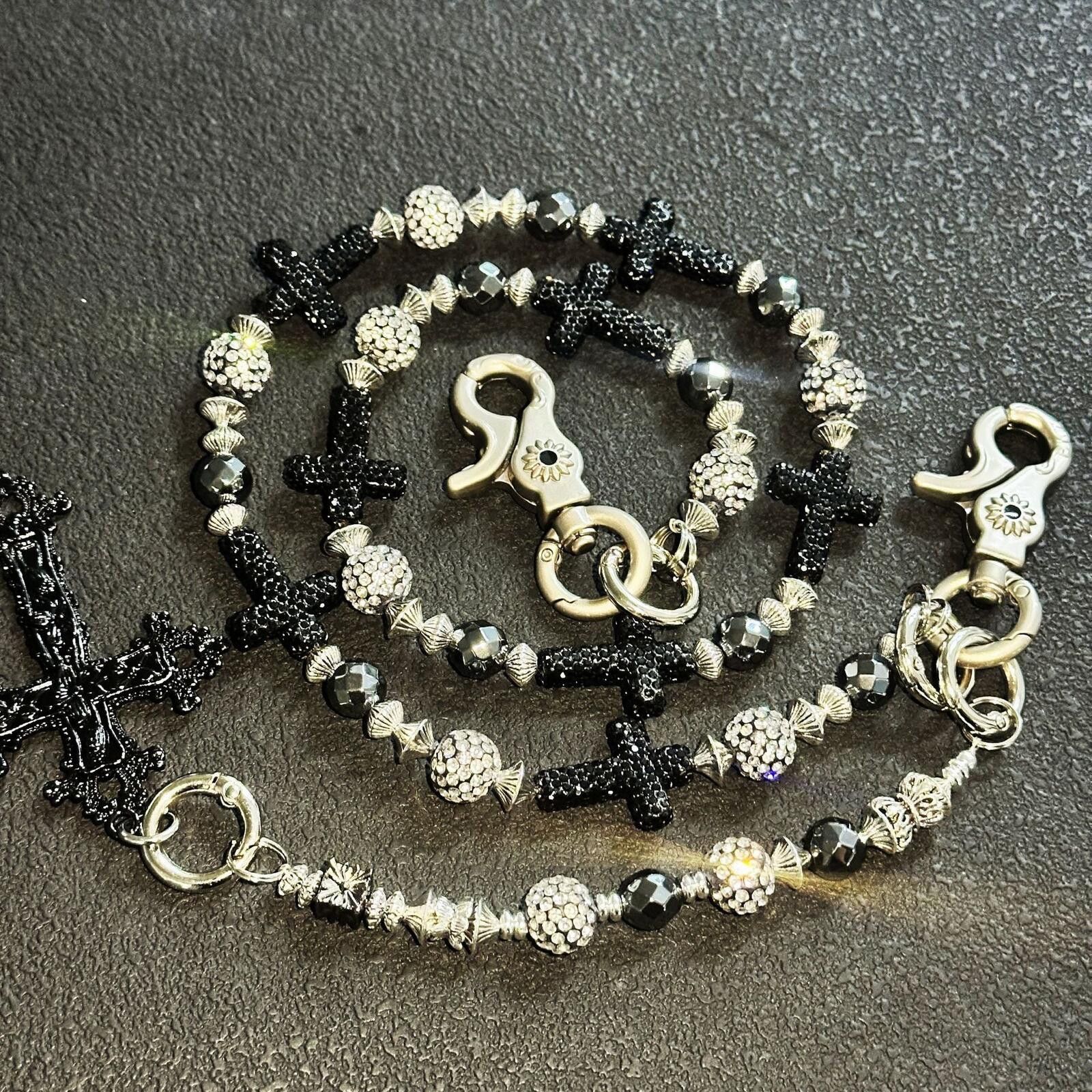 Jewelry Crystal Cross Bead Chain | Rhinestone Punk Street Size ONE SIZE - 2 Thumbnail