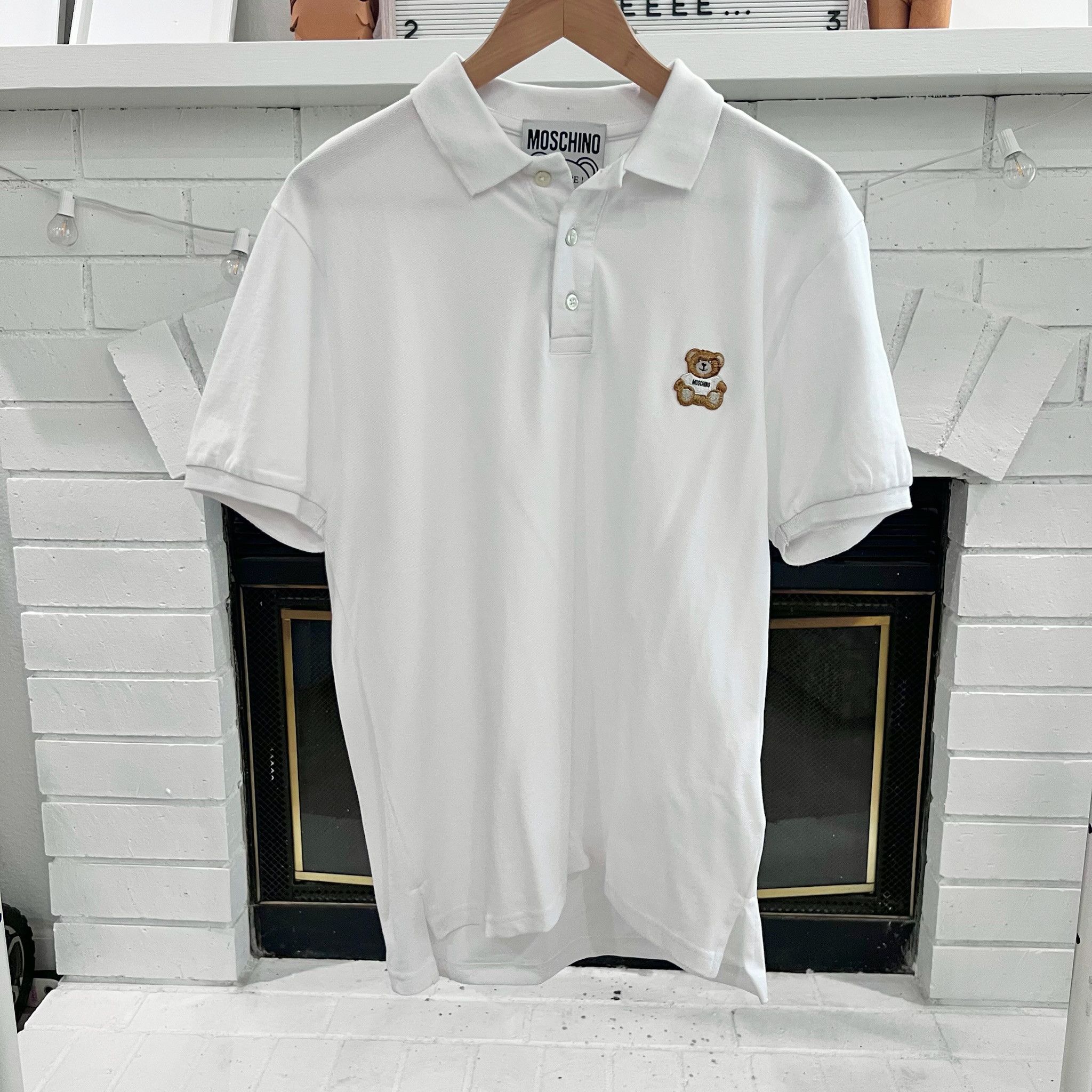 Moschino Moschino Classic Teddy Bear Logo Patch White Polo Shirt Size US S / EU 44-46 / 1 - 1 Thumbnail