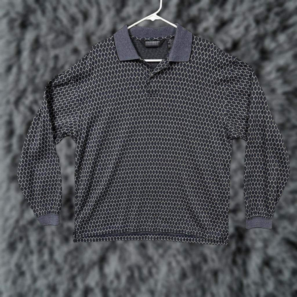Vintage Vtg 90s Knightsbridge Polo Shirt Mens L Blue Gray Geometric Size US L / EU 52-54 / 3 - 1 Thumbnail