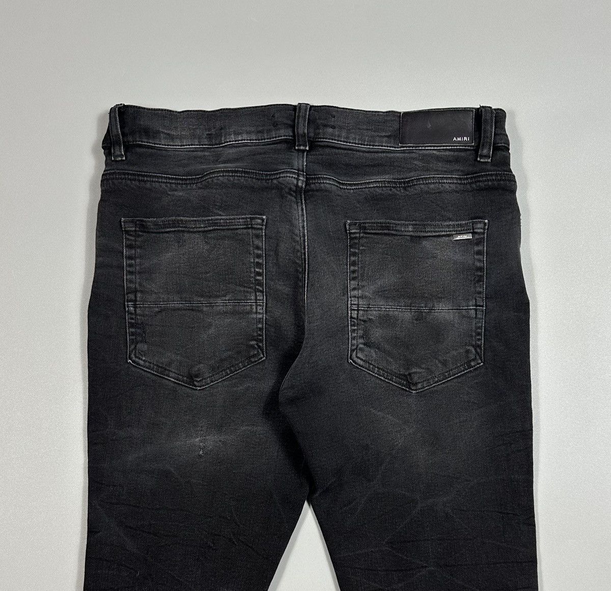 Amiri Amiri MX1 Distressed Ripped Wool Patch Black Denim Jeans Size US 34 / EU 50 - 6 Thumbnail