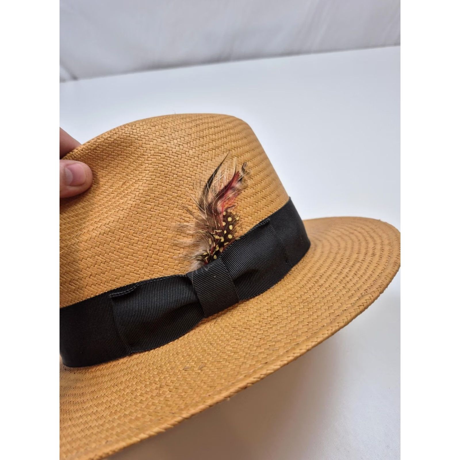 Vintage Genuine Panama Hat Fedora Men's M Beige Straw Lightweight Breathable Casual Summer Size ONE SIZE - 2 Thumbnail
