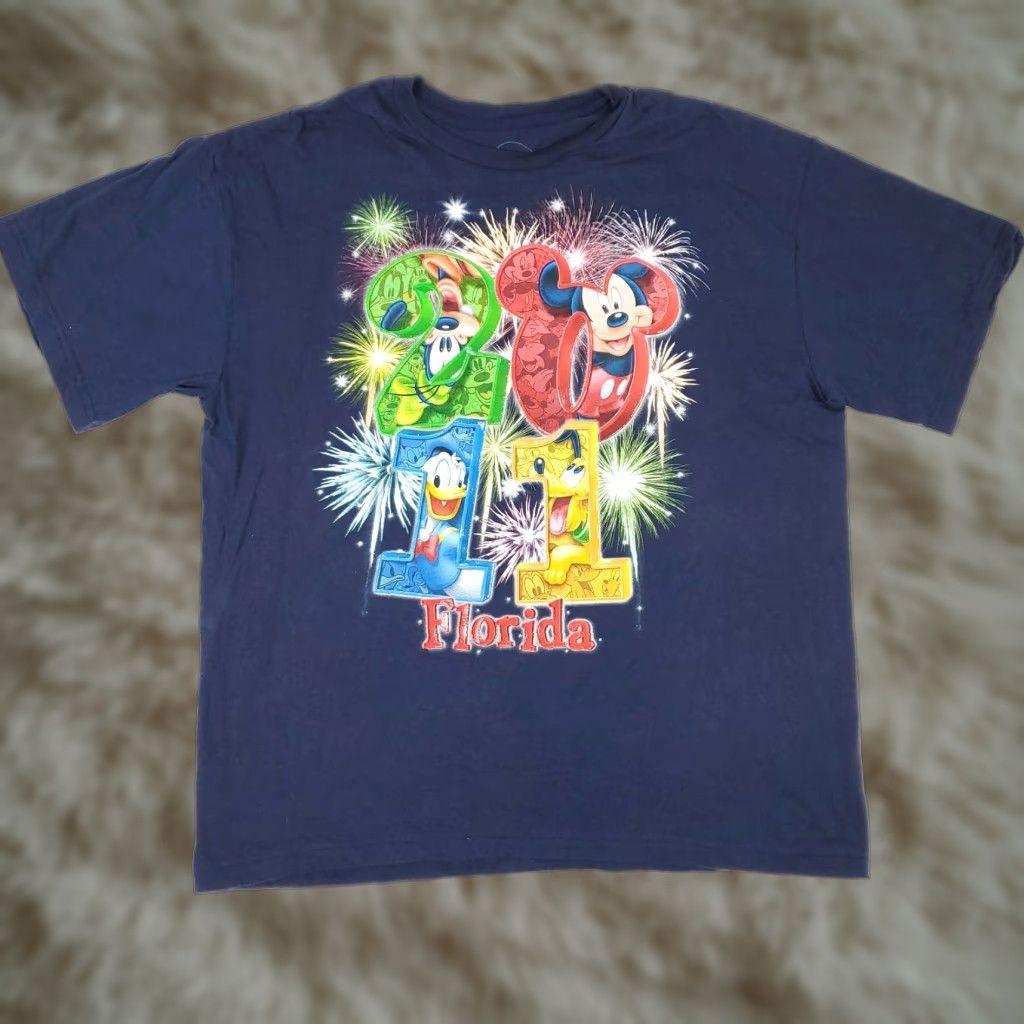 Disney VINTAGE Walt Disney Florida Mickey Goofy Pluto T-Shirt Adult XL Blue 2011 Mens Size US XL / EU 56 / 4 - 1 Thumbnail