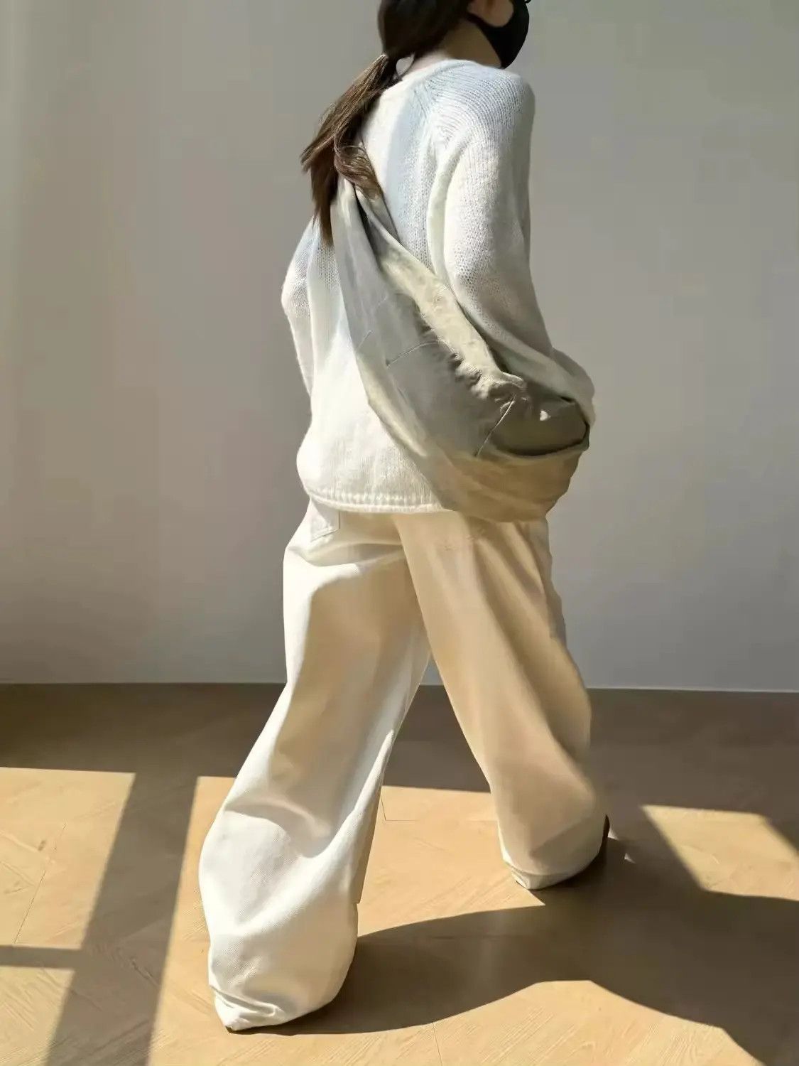 Designer × Jean Baggy Boxy Streetwear Straight Cream White Jeans Pants Size 25" / US 0 / IT 36 - 3 Thumbnail