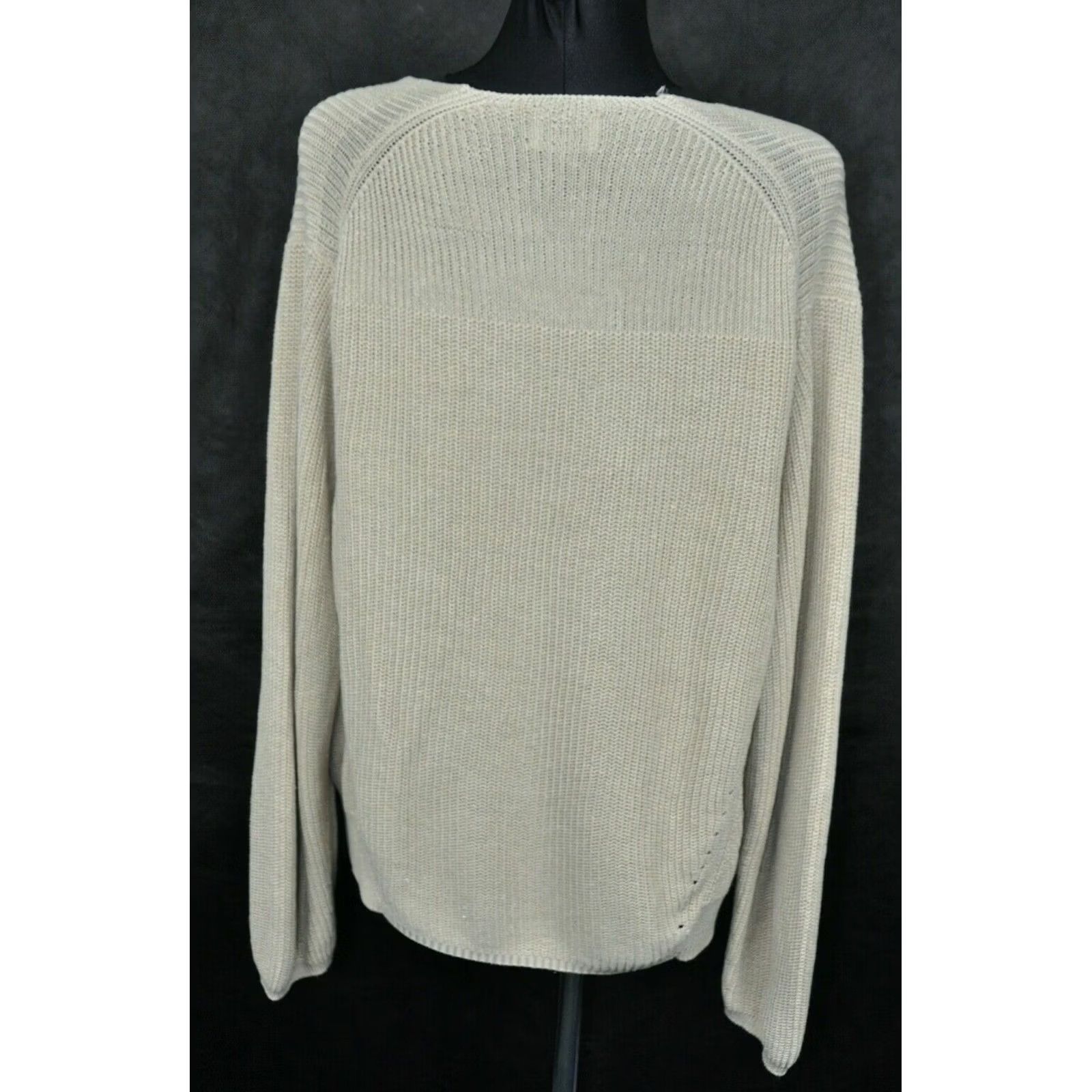 Acne Studios ACNE STUDIOS DEBORAH CHUNKY OVERSIZED LINEN SWEATER M Beige Womens Pullover Long Sleeve V-Neck Size M Size M / US 6-8 / IT 42-44 - 2 Thumbnail