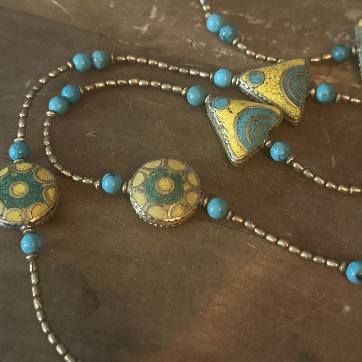 Vintage Vintage Tribal yellow and turquoise station bead necklace Size ONE SIZE - 6 Thumbnail