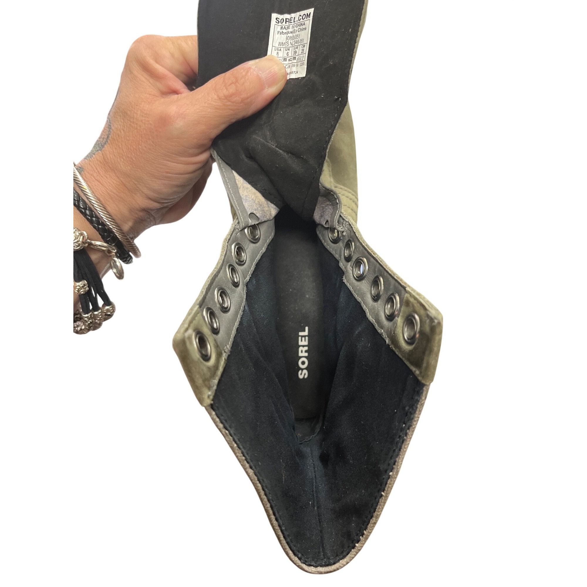 SOREL Sorel wms gray green ankle leather canvas hiking casual boot Size US 8 / IT 38 - 13 Thumbnail