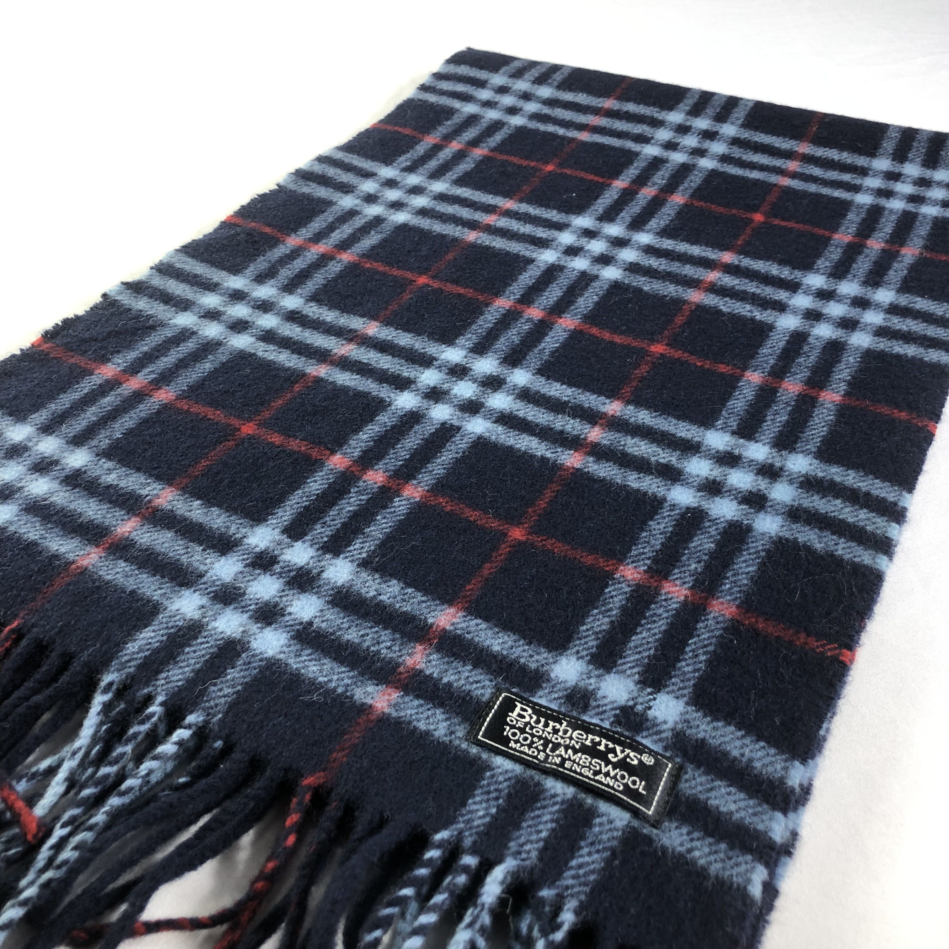 Burberry Burberrys Blue Nova Check Wool Scarf Muffler V1464 Size ONE SIZE - 3 Thumbnail
