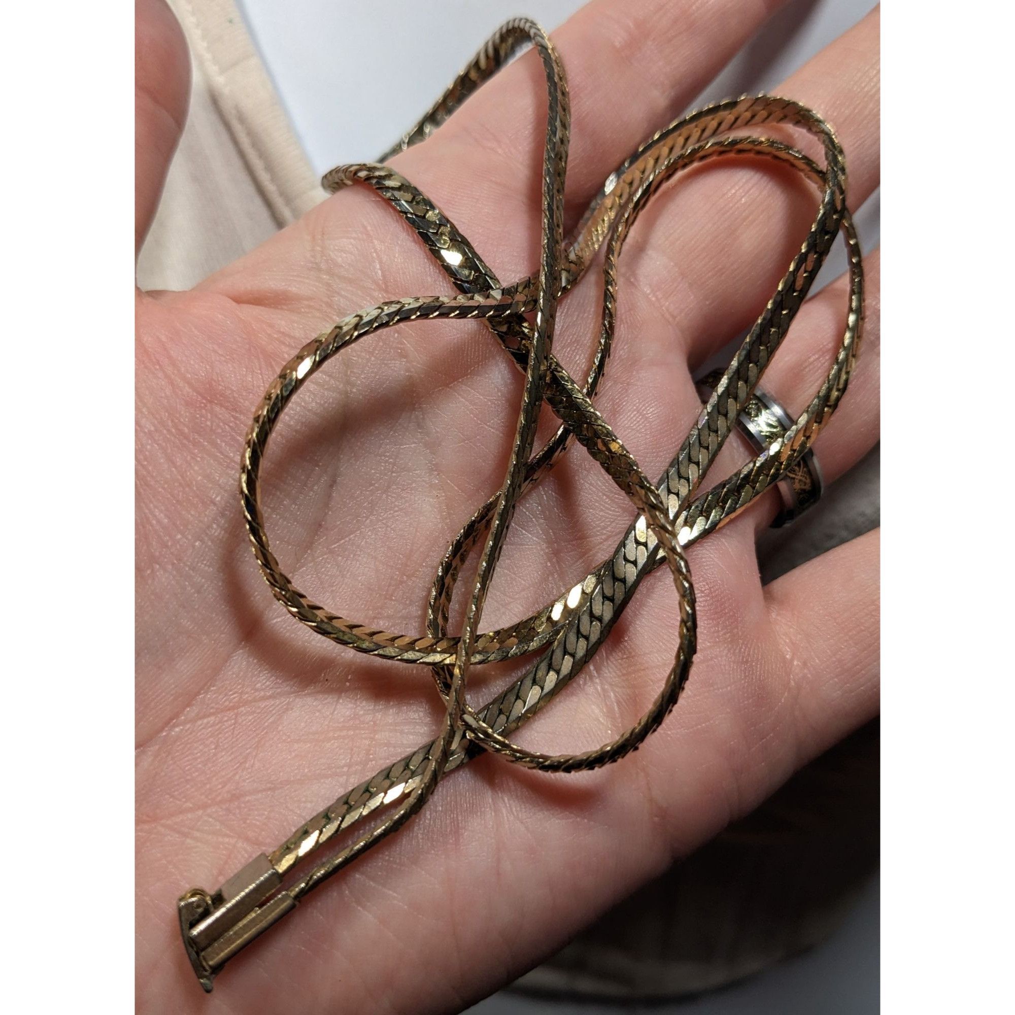 Other Vintage Herringbone Chain Necklace Silver/Gold Tone Size ONE SIZE - 5 Thumbnail