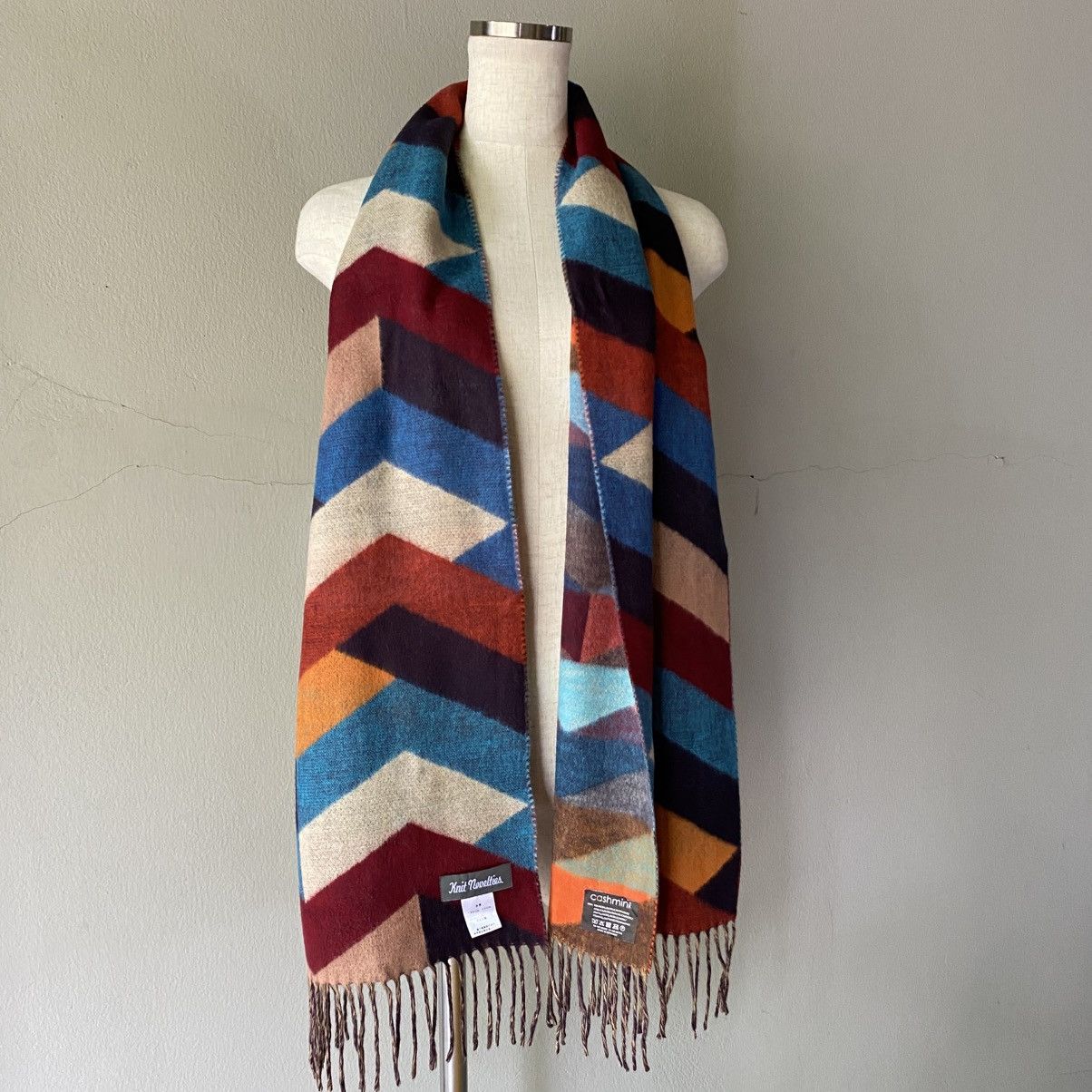 Designer Knit noueltier Colorful Chevron Wool Scarf Size ONE SIZE - 14 Thumbnail