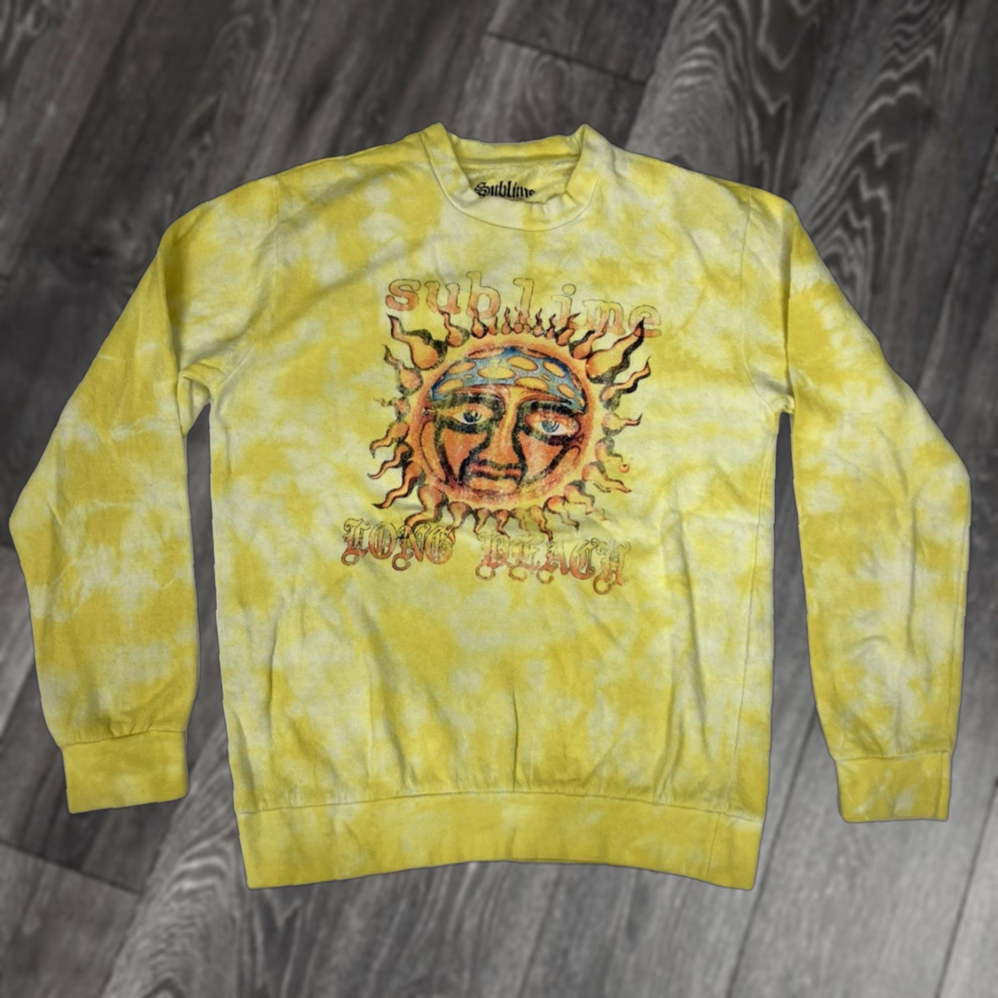 Vintage Sublime Sweatshirt Crew Neck Women Medium Yellow Tie Dye Long Sleeve Logo Music Retro All Seasons Size M / US 6-8 / IT 42-44 - 1 Thumbnail