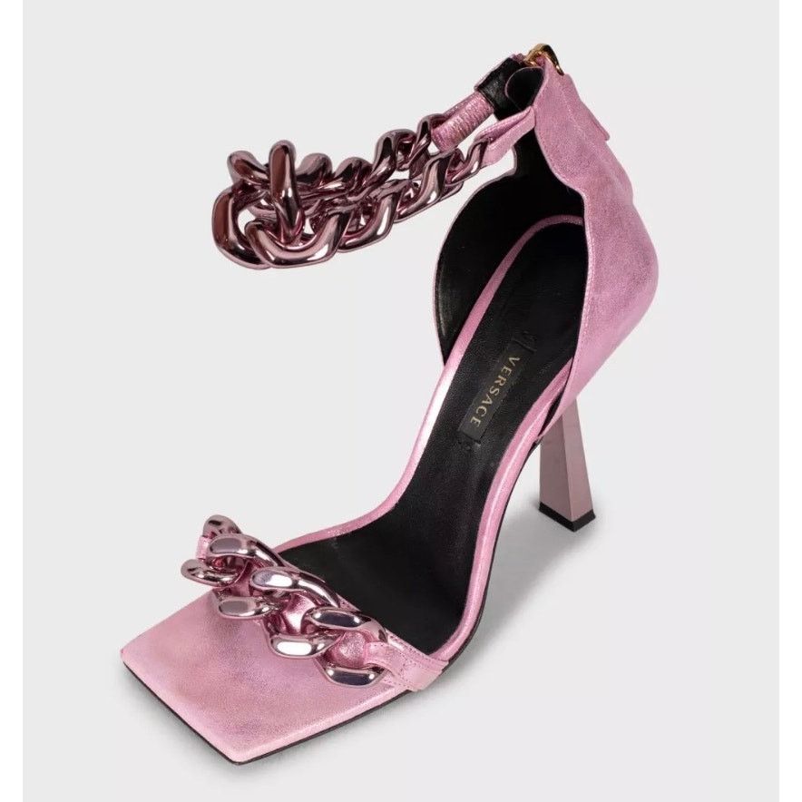 Versace Versace Pink Medusa Textile Heeled Sandals 38.5 Size US 8.5 / IT 38.5 - 3 Thumbnail