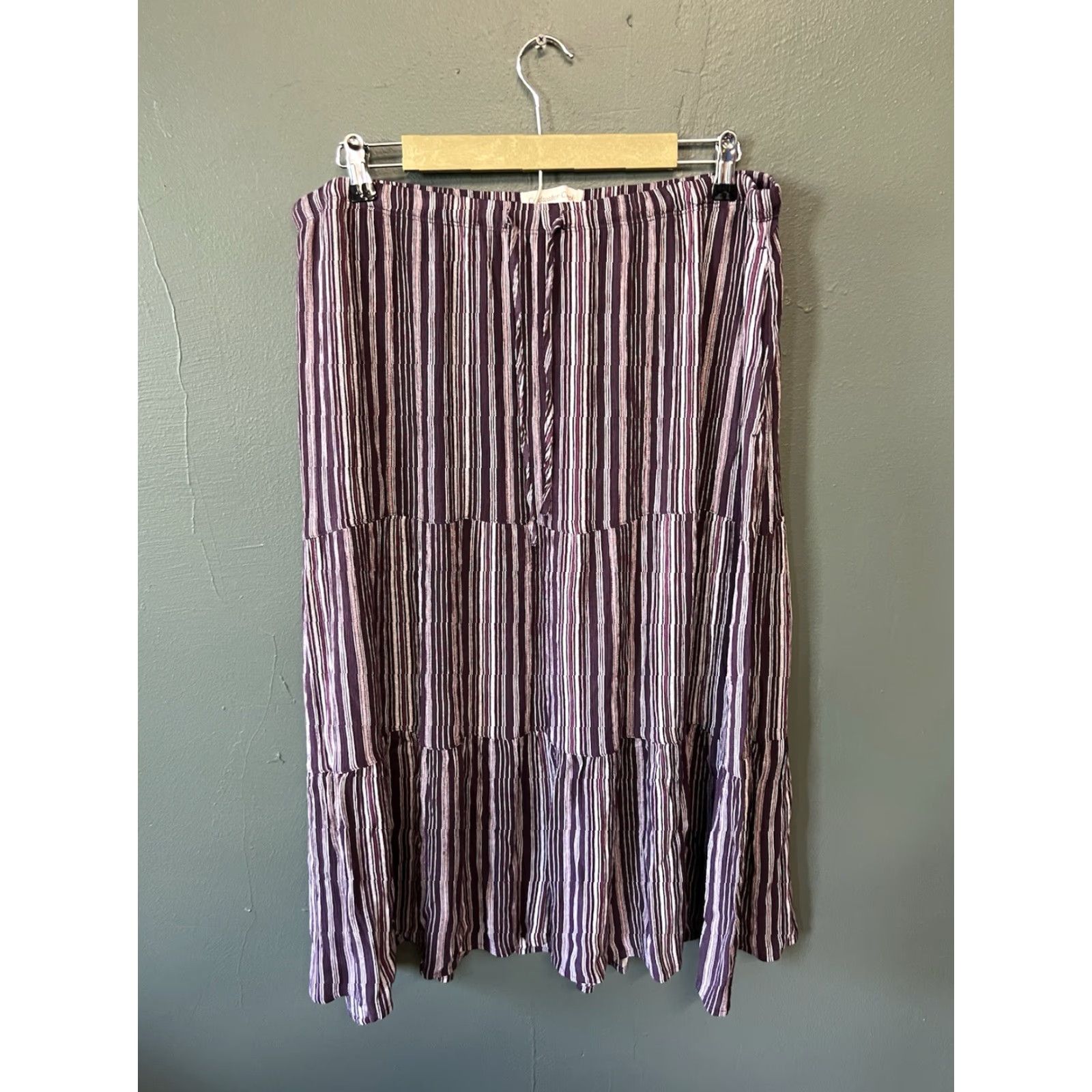 Coldwater Creek Coldwater Creek Skirt Womens Petite XL Purple Striped Flowy Drawstring Size 40" / US 18 - 2 Thumbnail