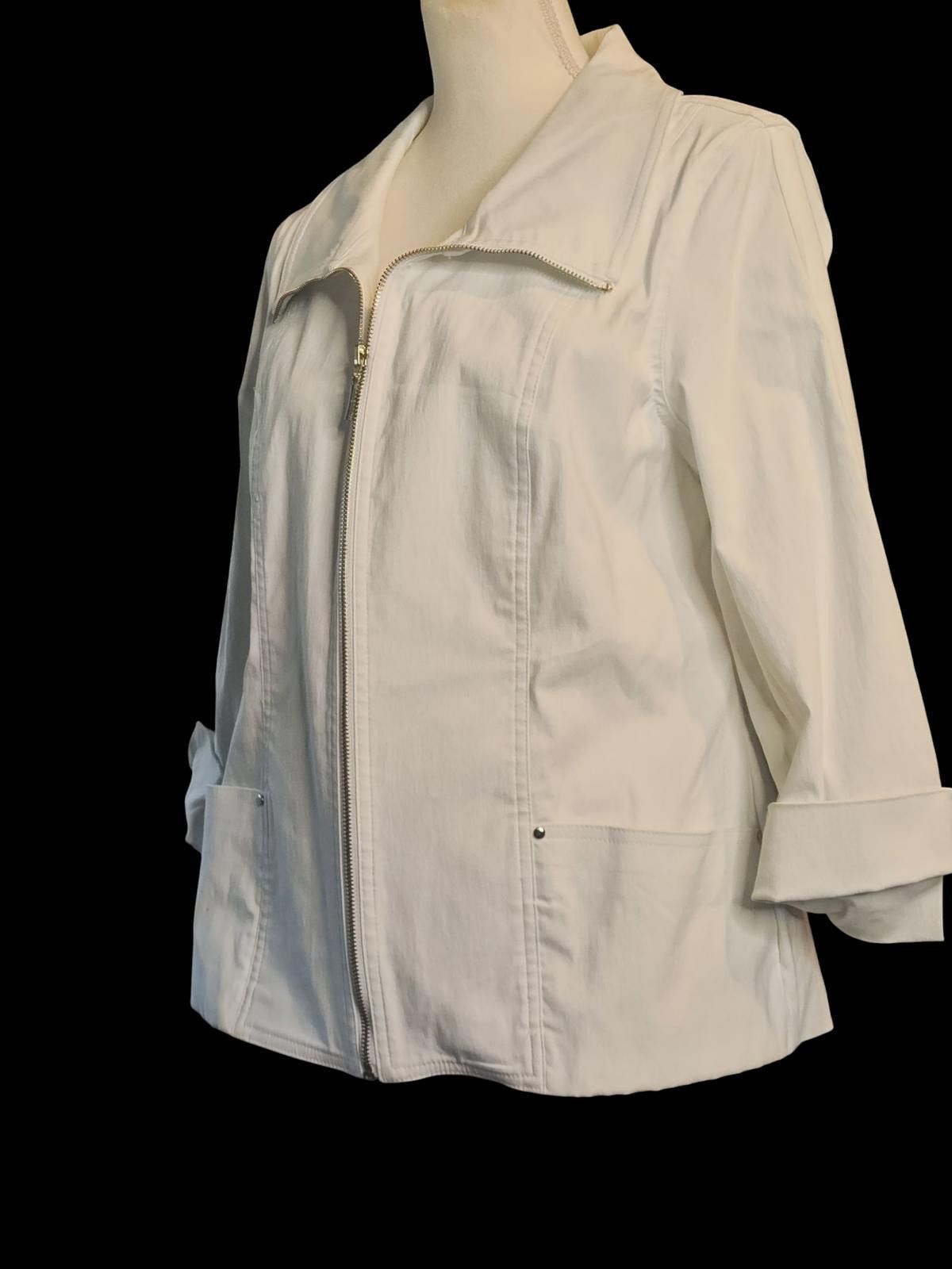 Other JM Collection White Women's Utility Jacket wFull Zip/Pockets Size L / US 10 / IT 46 - 5 Thumbnail