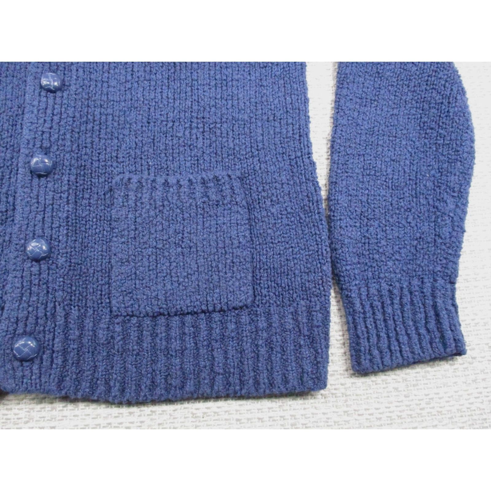Vintage VINTAGE Leroy Sweater Cardigan Mens Large Blue 80s Knit Woven Button Front V-Neck Classic Pocketed Cardigan Mens Size US L / EU 52-54 / 3 - 2 Thumbnail