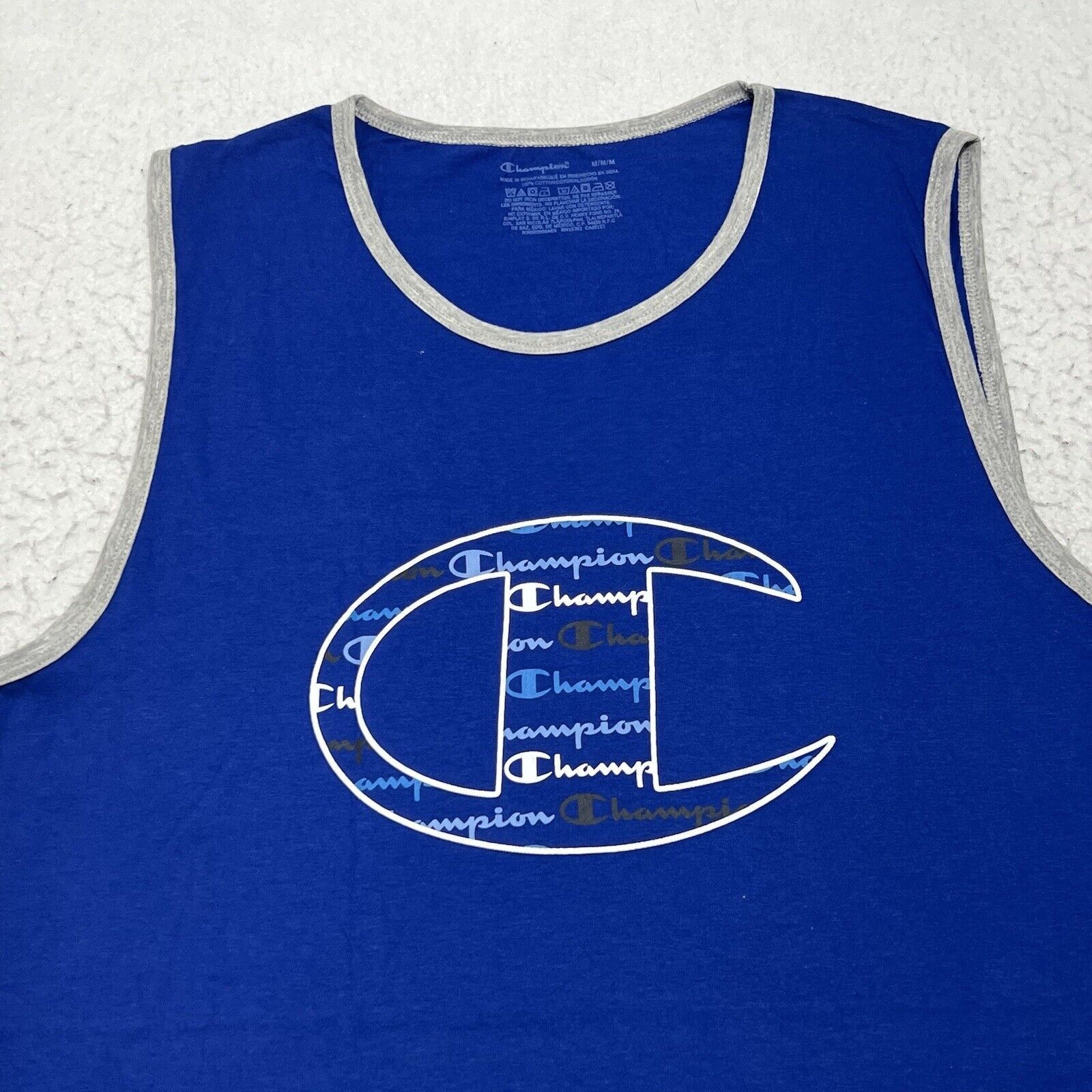 Champion Champion Sleepwear Sleeveless Blue Tank Top Repeating Logo Size M / US 6-8 / IT 42-44 - 2 Thumbnail