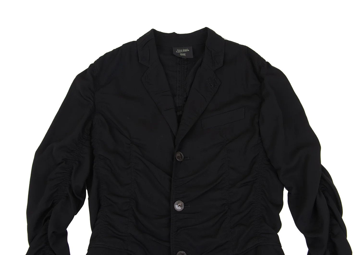 Jean Paul Gaultier Wool Rayon Pleated Jacket in Black Size 48 Size US M / EU 48-50 / 2 - 2 Thumbnail