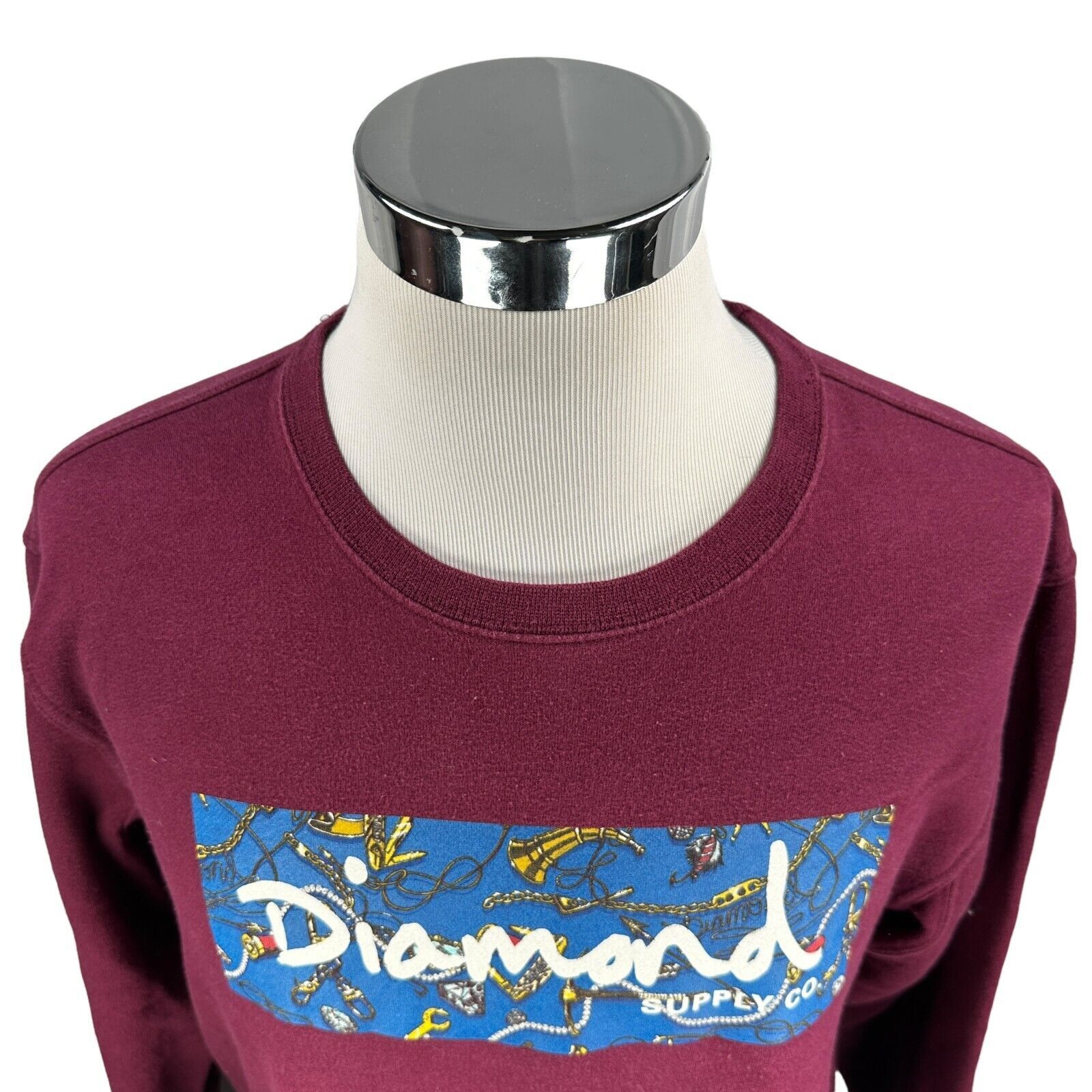 Diamond Supply Co. Diamond Supply Co Sweatshirt Medium Red Wine Streetwear Size US M / EU 48-50 / 2 - 2 Thumbnail