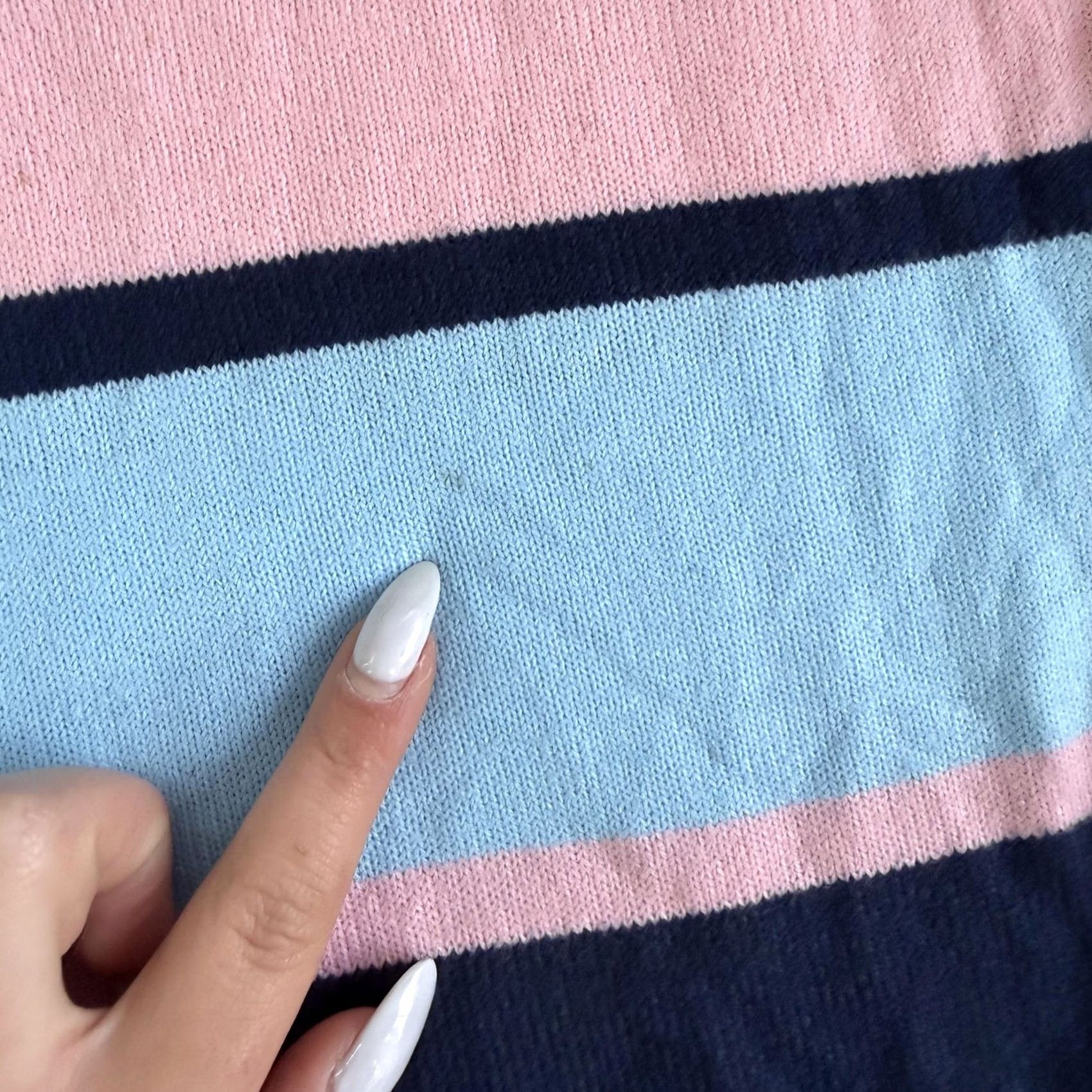 Vintage Vintage Lady LaMode Sweater Womens Medium Blue Striped V-Neck Golf Country Club Embroidered Logo Pullover Knit Shirt Size M / US 6-8 / IT 42-44 - 3 Thumbnail