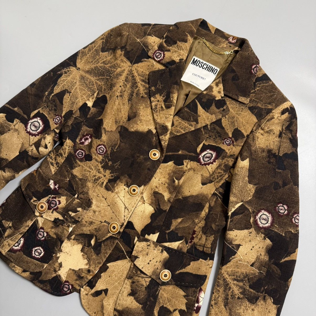 Moschino Moschino Brown Floral Pattern Wool blazer- 90s Size M / US 6-8 / IT 42-44 - 2 Thumbnail
