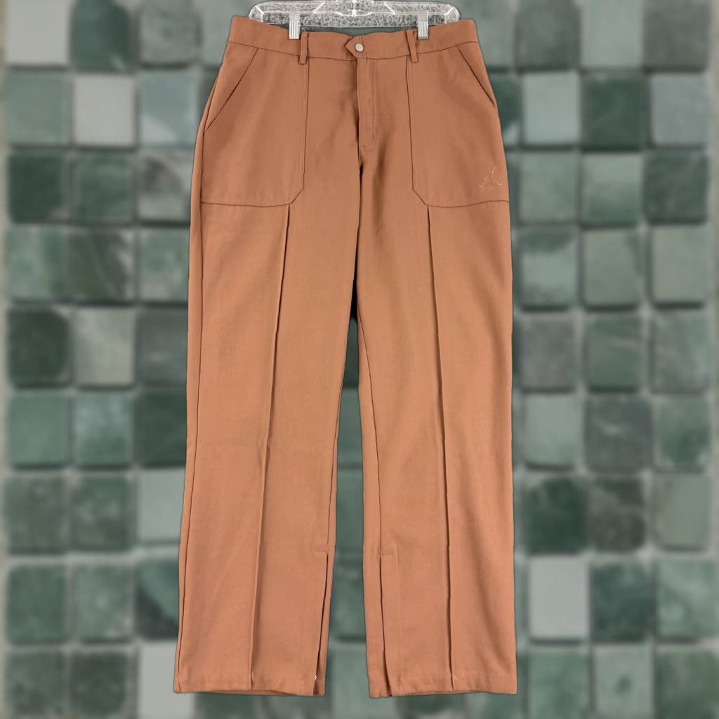 Jordan Brand Jordan Womens Large Brown Straight Leg Woven Pants Pockets Zipper Cuff Patch 90s Style Size 36" / US 14 / IT 50 - 1 Thumbnail