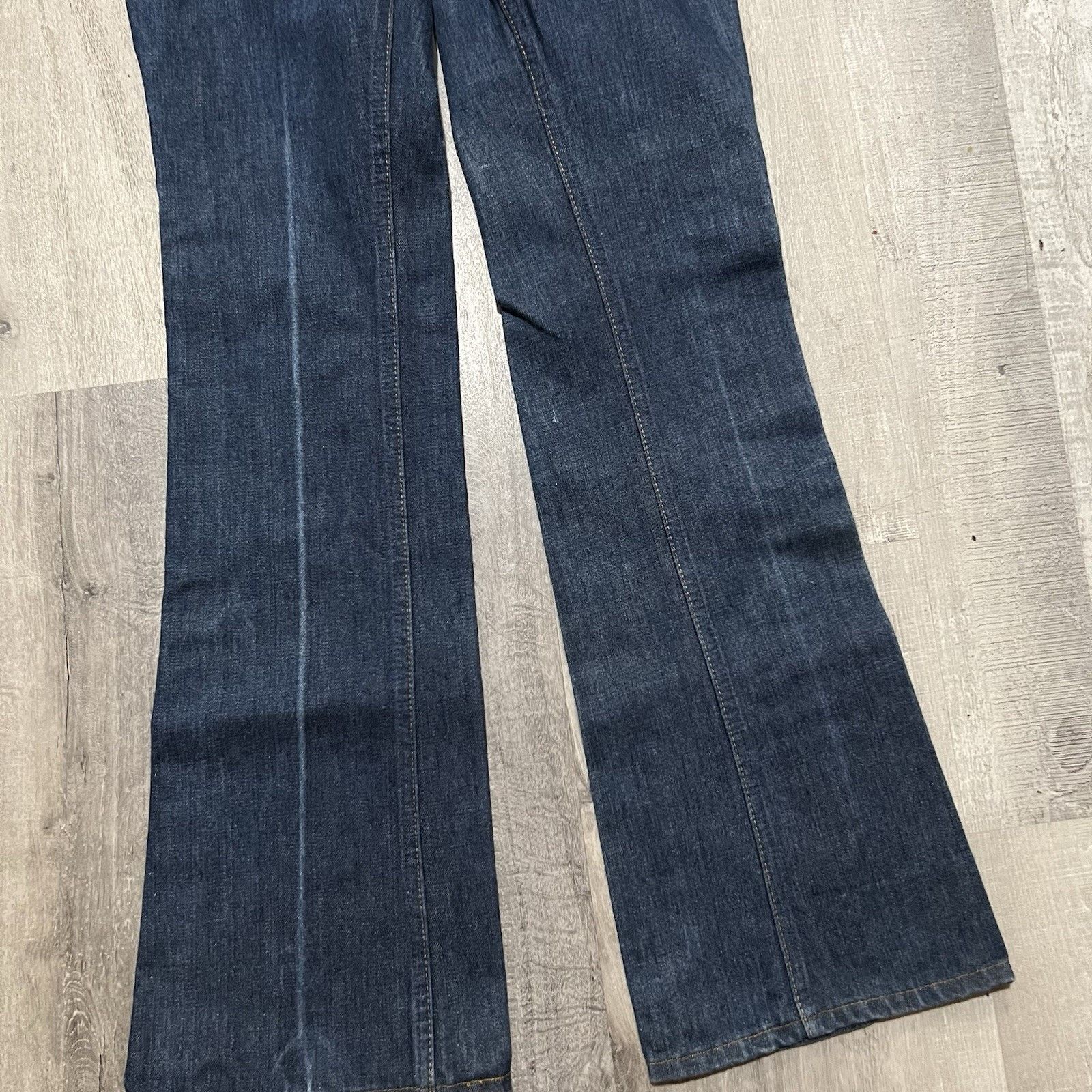 Vintage VTG Hippie Dark Wash Western Boot Cut Flared Denim Jeans 30" Size 29" - 4 Thumbnail