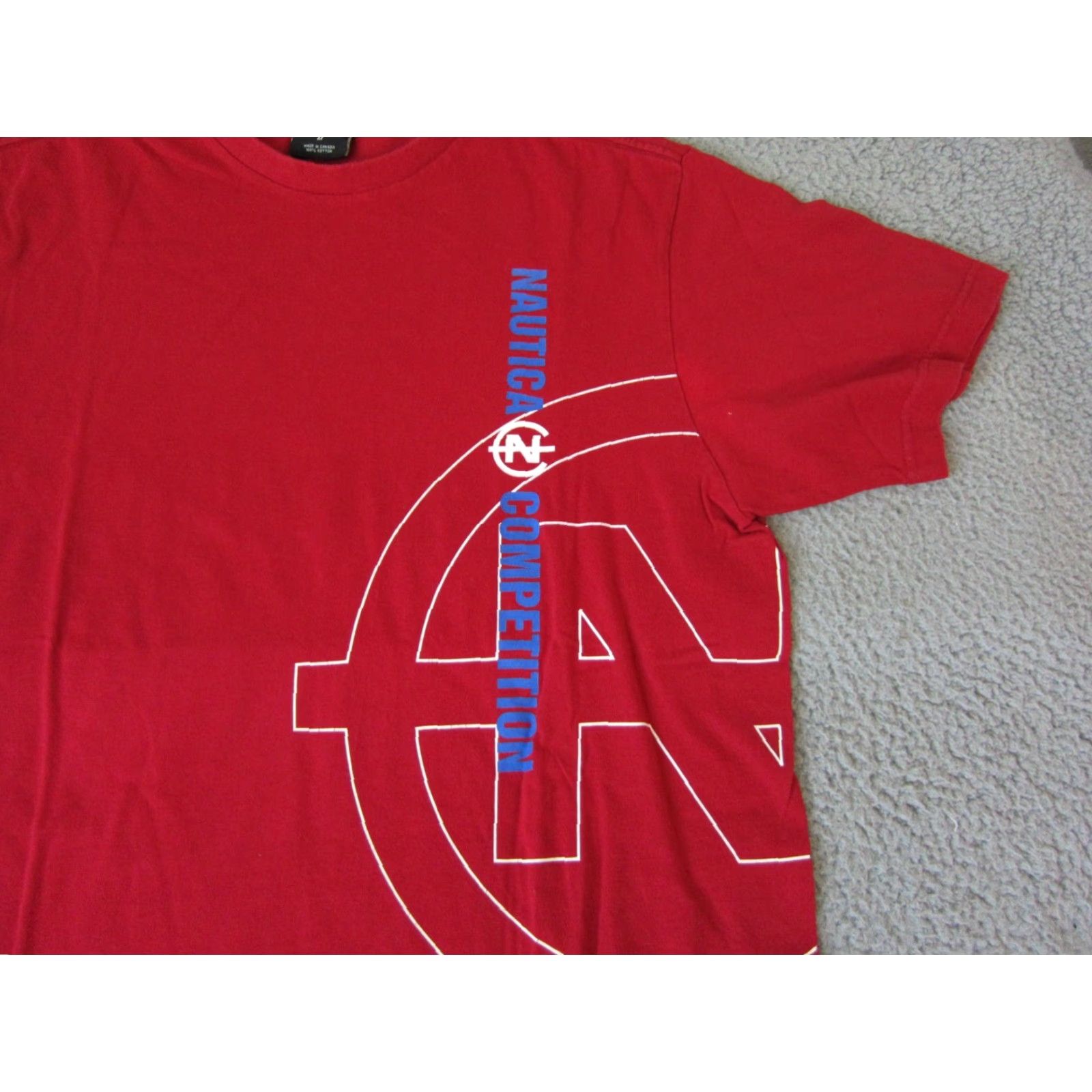 Nautica VINTAGE Nautica Shirt Mens 90s Red Logo Canada Made in Canada Shirt M Cotton Crew Neck Short Sleeve Size US M / EU 48-50 / 2 - 2 Thumbnail