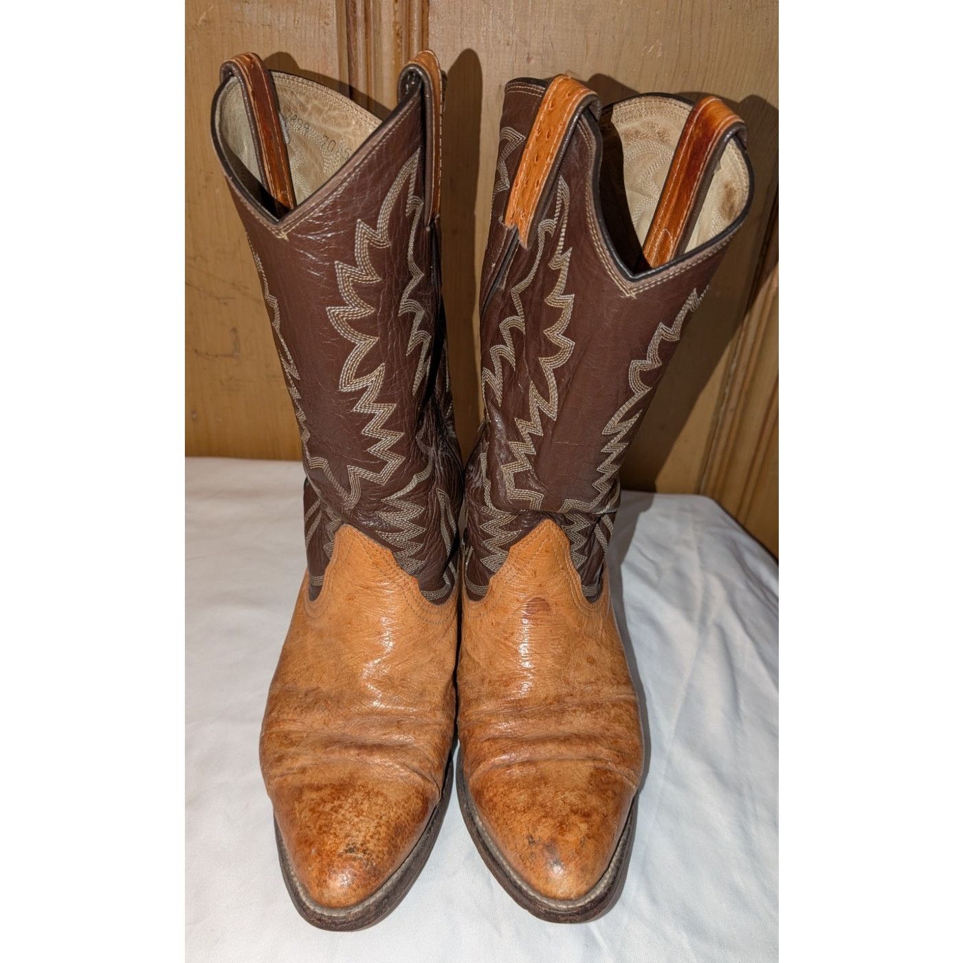 Dan Post Vintage Bona Allen Cowboy Boots Ostrich Leather Western 8D Size US 8 / EU 41 - 3 Thumbnail