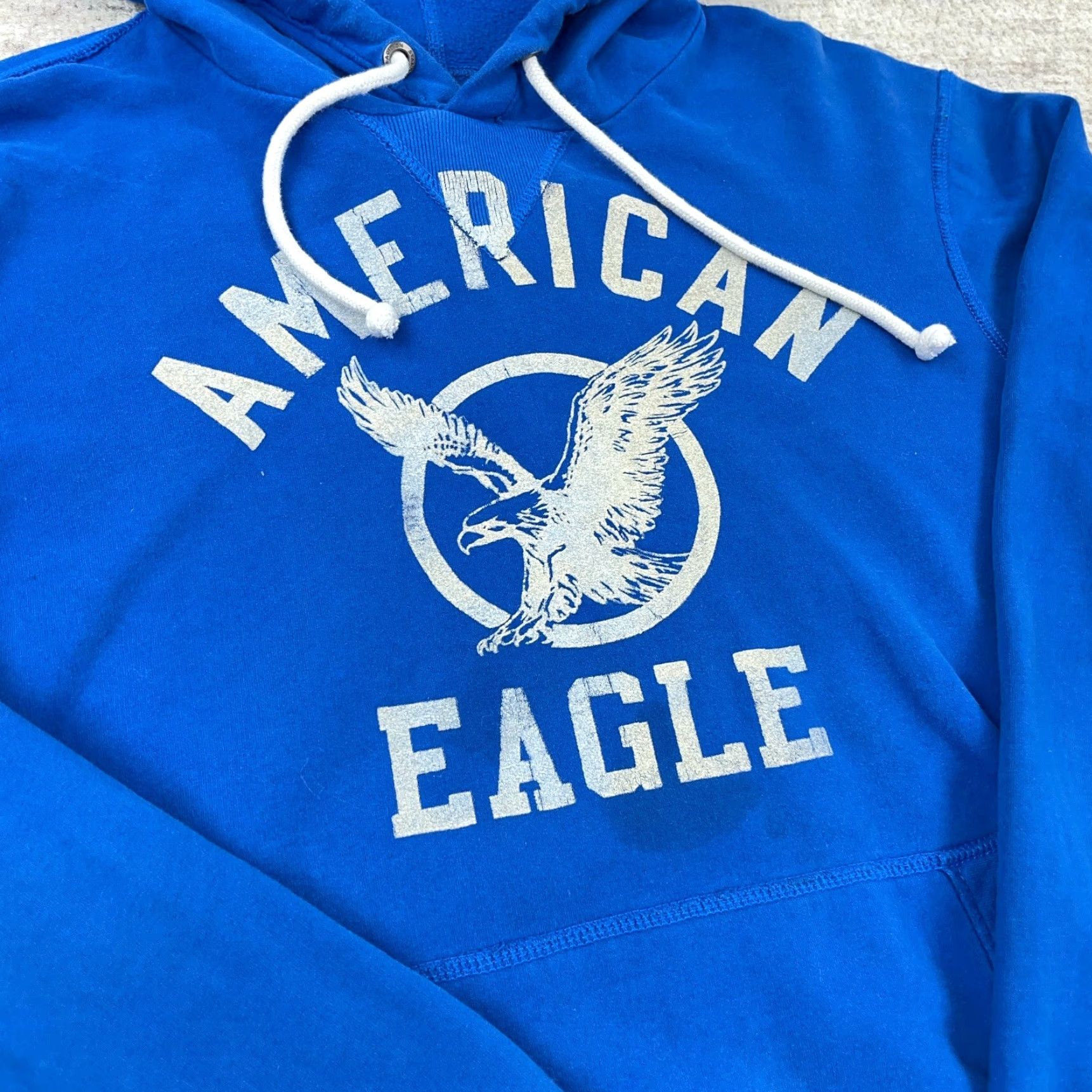 American Eagle Outfitters VINTAGE American Eagle Outfitters Hoodie Men XL Blue Sweatshirt 2000s Faded AE77 Bird Size US XL / EU 56 / 4 - 3 Thumbnail