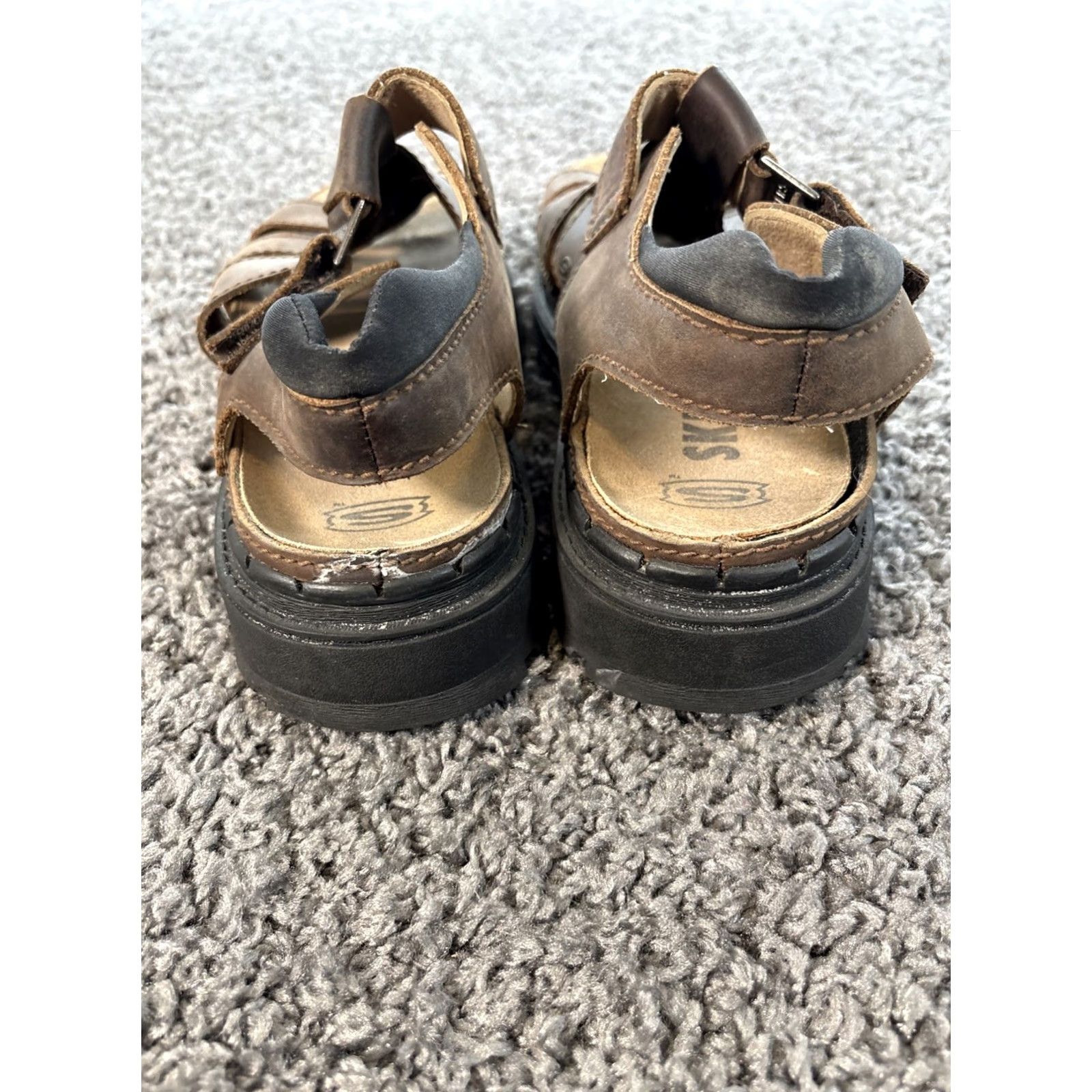 SKECHERS Skechers Sandals Mens 11 Leather Brown Fisherman Y2K Platform Slide Shoes Size ONE SIZE - 3 Thumbnail