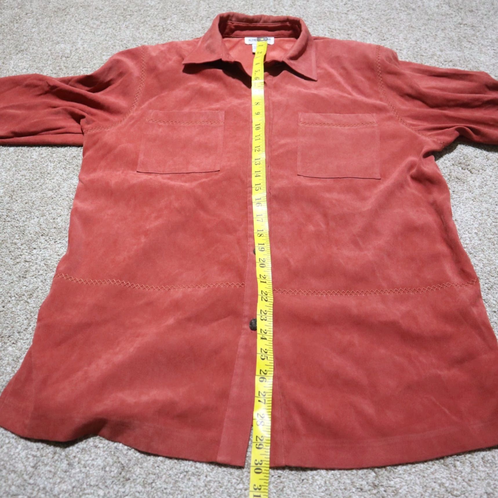 Vintage Alfred Dunner Red Button Up Coat Jacket Women's 10 Long Sleeve Lightweight All Seasons Fall Winter Business Formal Party/Cocktail Womens Size L / US 10 / IT 46 - 6 Thumbnail