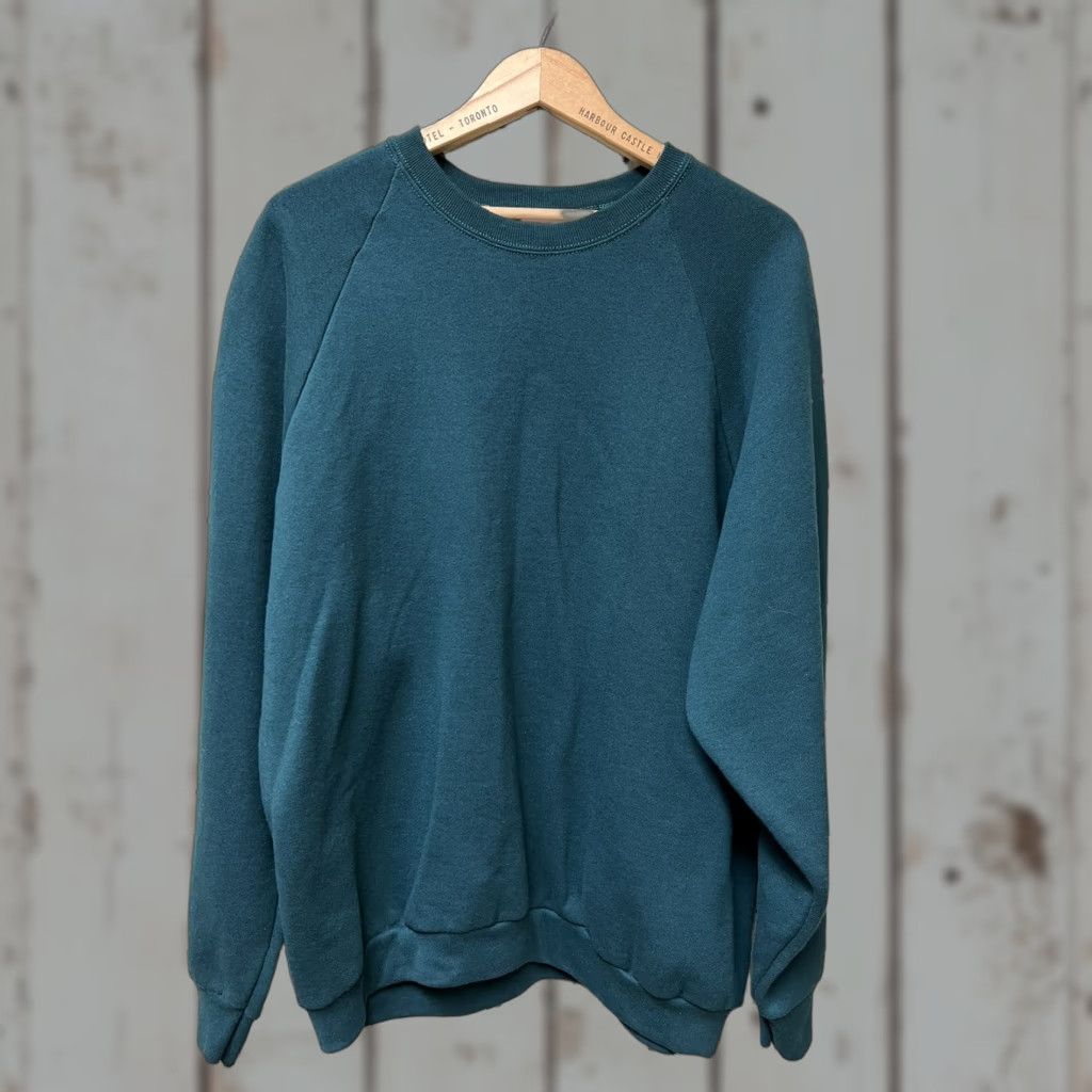 Fruit Of The Loom VINTAGE Fruit of the Loom Sweater Mens XL Green Crew Neck Pullover Sweatshirt Blank 80s Knit Cotton Blend Polyester Blend Regular Men Size US XL / EU 56 / 4 - 1 Thumbnail