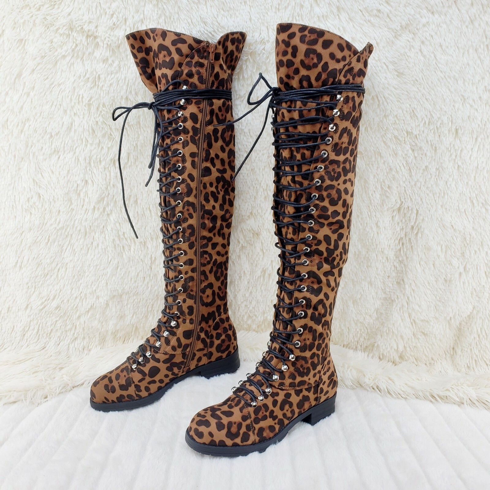 Other Ocho Leopard Nu-Buck Corset Lace Over the Knee Pirate Boot T Size US 10 / IT 40 - 5 Thumbnail