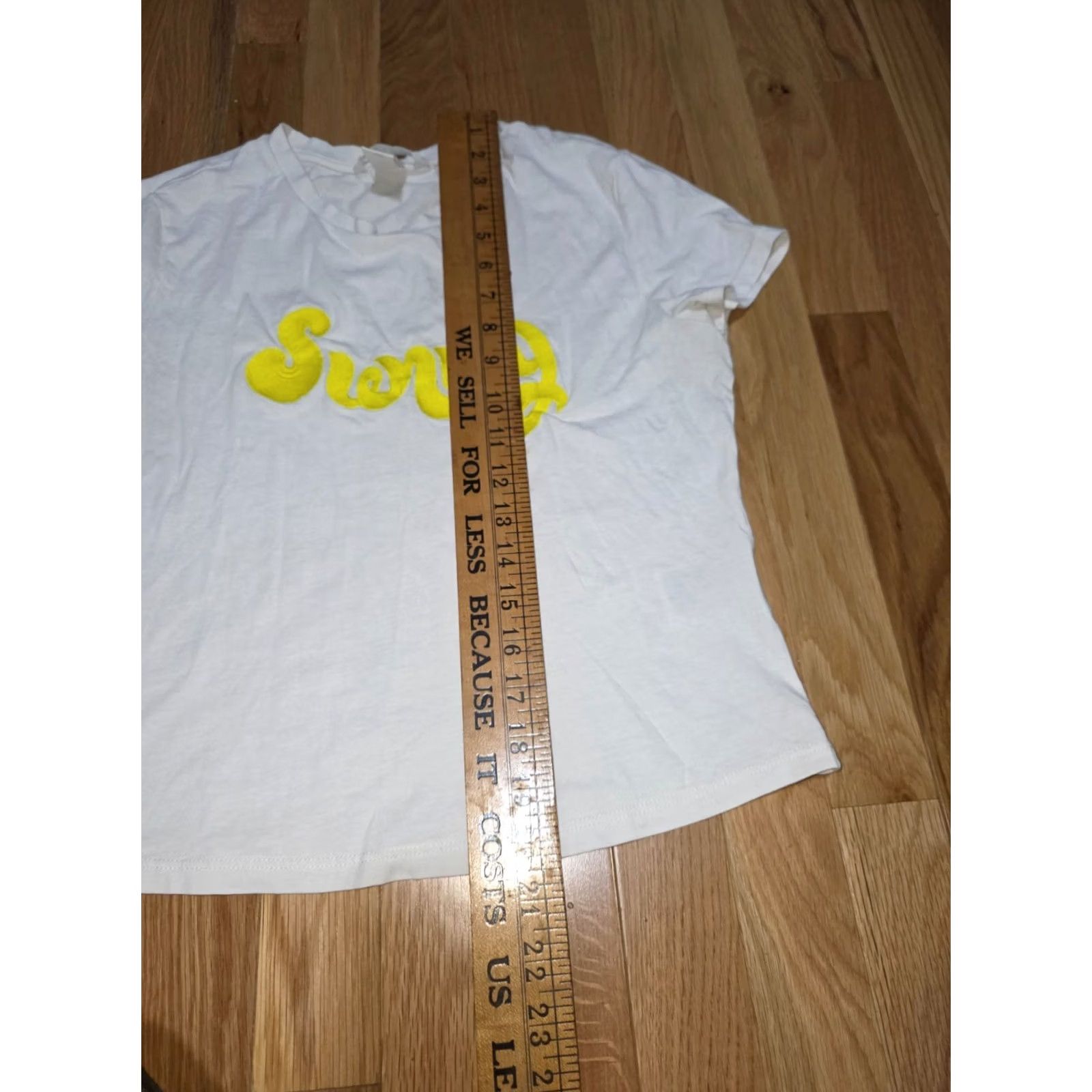 H&M H&M Graphic Tee Women's M White Cotton Sunny Print Short Sleeve Crew Neck T-Shirt Regular Fit Casual Short Sleeve White Logo Basic Size 32" / US 10 / IT 46 - 5 Thumbnail