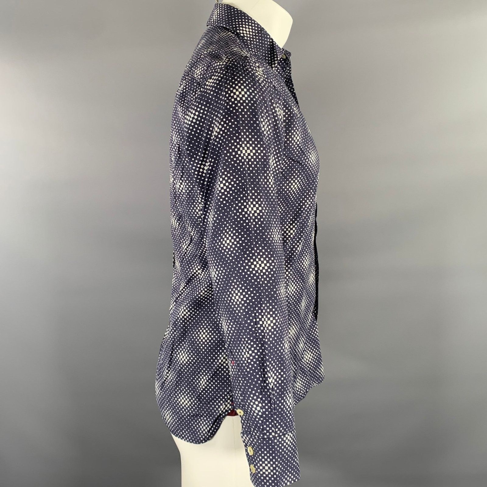 Paul Smith PS by PAUL SMITH S Navy White Gradient Cutaway L/S Shirt Size US S / EU 44-46 / 1 - 3 Thumbnail
