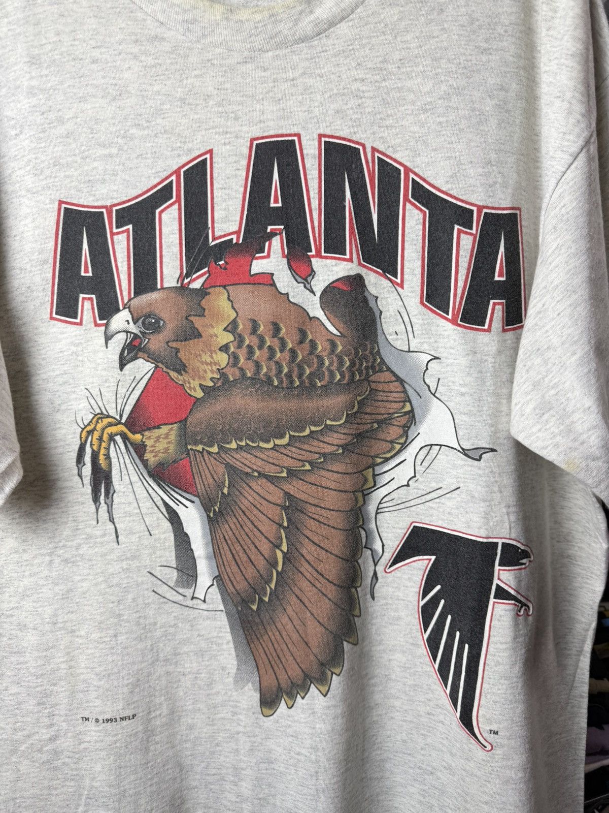 Vintage Rare 1993 NFL Atlanta Falcons Nutmeg T Shirt Size US XL / EU 56 / 4 - 3 Thumbnail